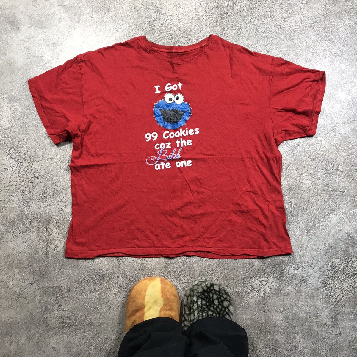 Vintage Vintage 90s Sun Faded Graphic Tee Cookie Monster Streetwear Size US XL / EU 56 / 4 - 1 Thumbnail