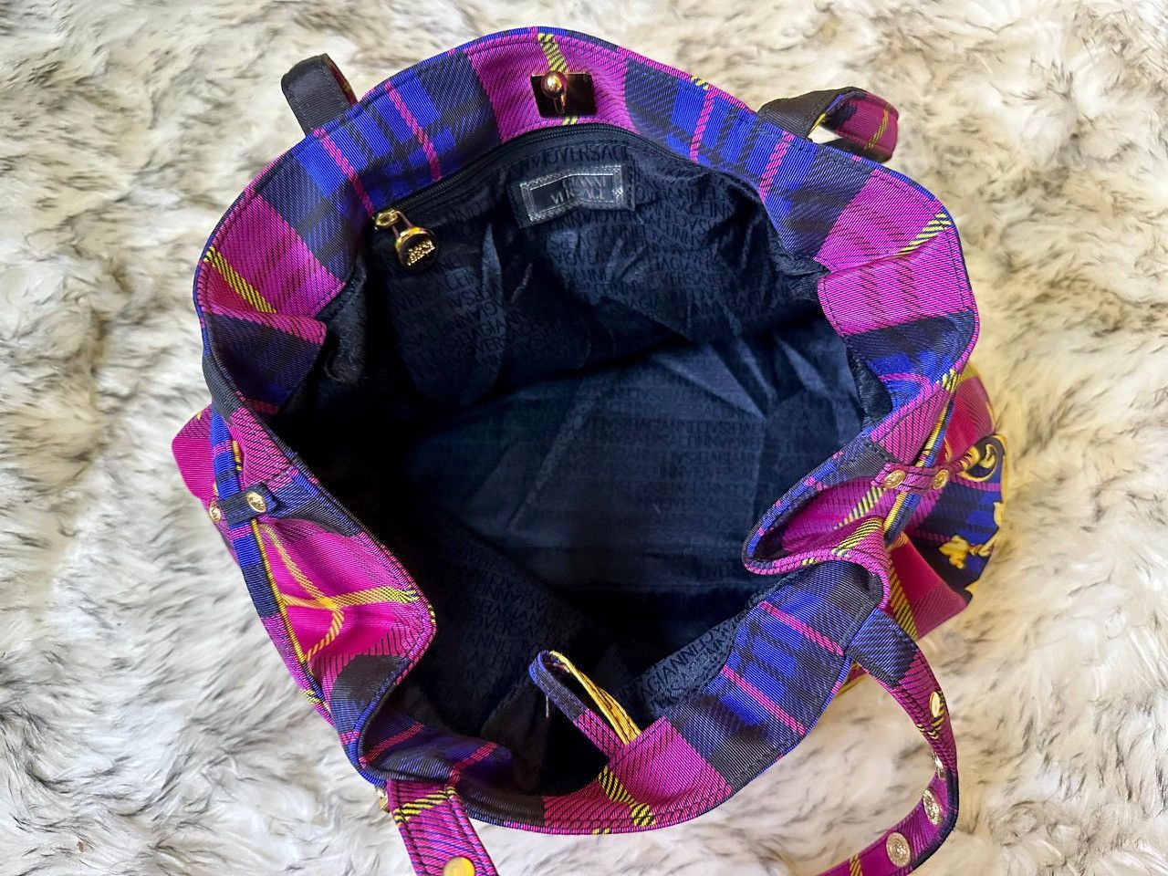 Versace Authentic Gianni Versace Baroque Plaid Print Tote Bag Size ONE SIZE - 5 Thumbnail