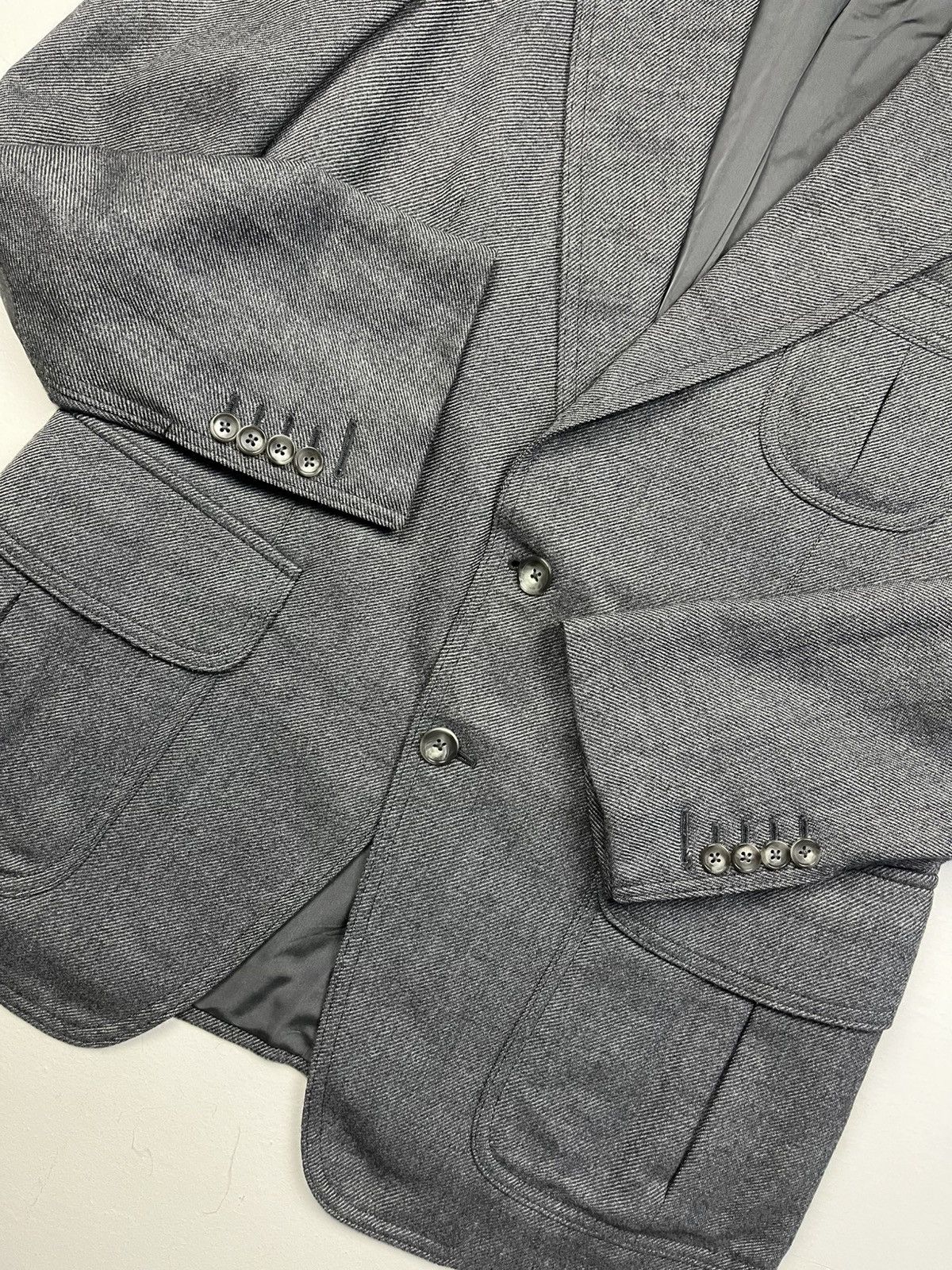 Tom Ford Tom Ford Gray Tailored Jacket with Leather Suede Detailing Size 52R - 8 Thumbnail