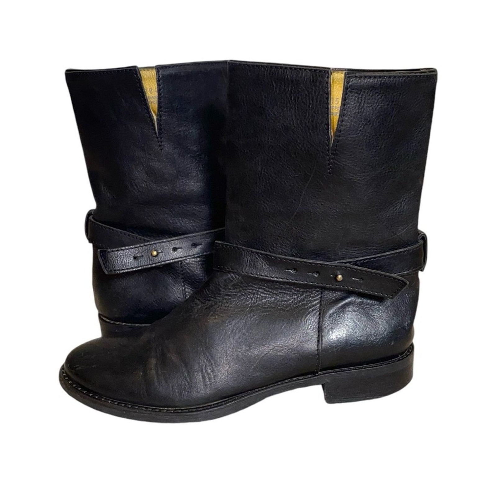 Madewell Madewell The Biker Black Leather Moto Combat Biker Boots Size US 7.5 / IT 37.5 - 4 Thumbnail