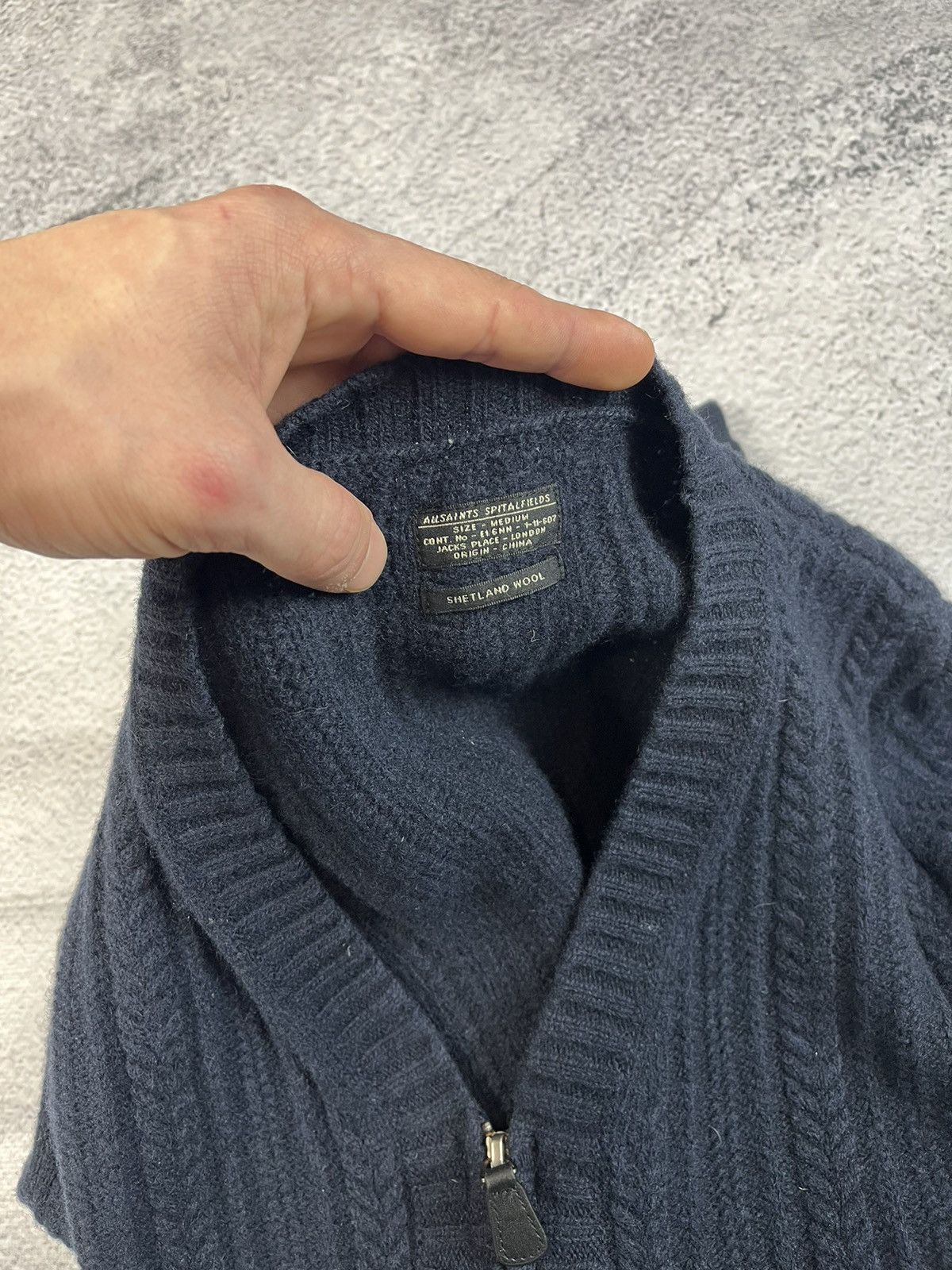 20471120 × Allsaints All saints Shetland zip wool cardigan Size US M / EU 48-50 / 2 - 7 Thumbnail