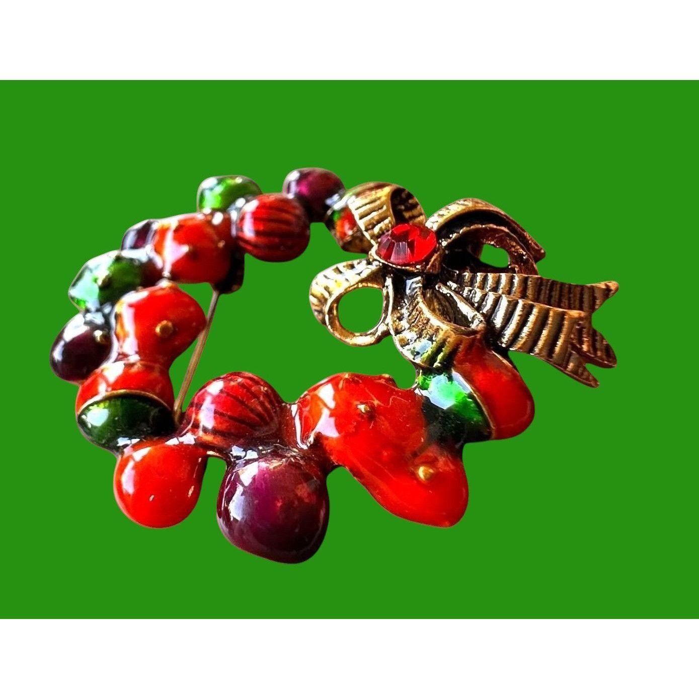 Handmade Christmas Wreath Brooch Pin New Ornaments Festive Winter Hol Size ONE SIZE - 11 Thumbnail