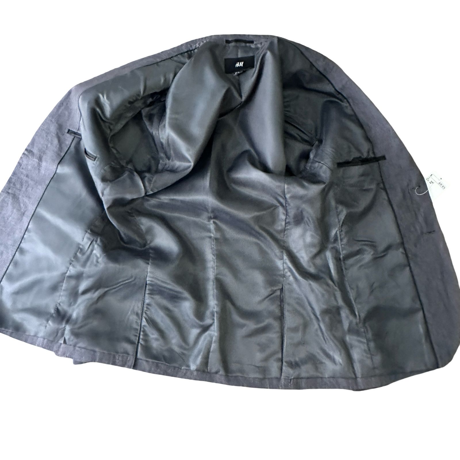 H&M H&M Blazer Jacket Mens US 36R Gray Linen Single Breasted New Size 36R - 6 Thumbnail
