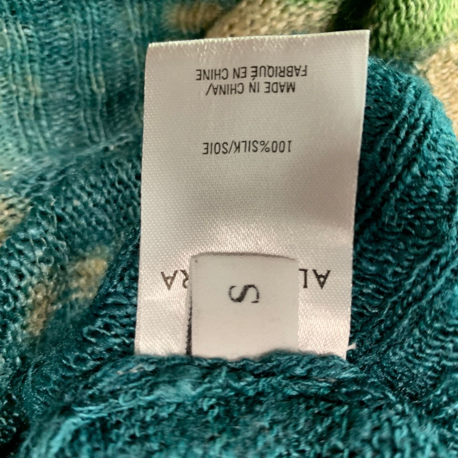 Altuzarra ALTUZARRA Size S Green Blue Silk Tie Dye Cropped Casual Top Size S / US 4 / IT 40 - 5 Thumbnail