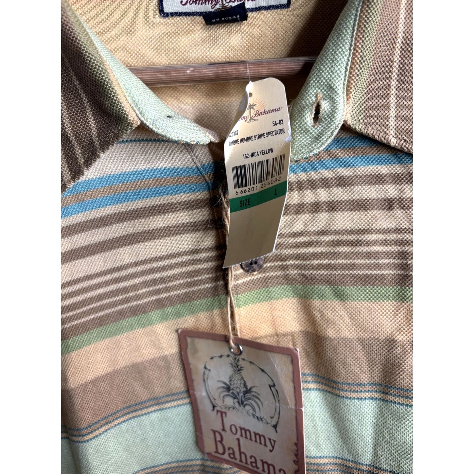 Tommy Bahama Tommy Bahama Polo Shirt Mens Large Yellow Ombre Stripe Silk Cotton Casual Golf Shirt Size US L / EU 52-54 / 3 - 4 Thumbnail