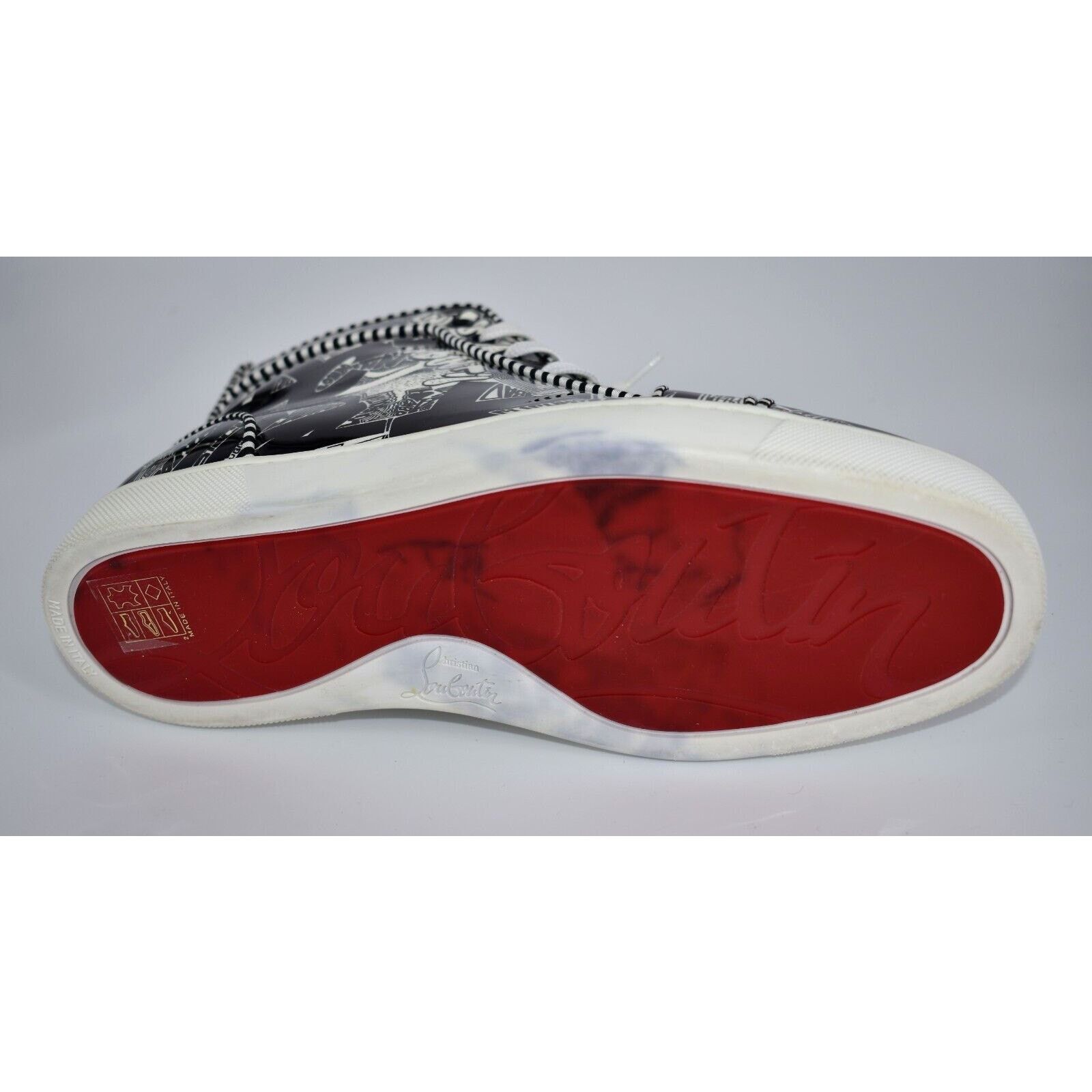 Christian Louboutin CHRISTIAN LOUBOUTIN Patent Blk/Wht Graffiti Sneaker Shoes 40 Size US 7 / EU 40 - 9 Thumbnail