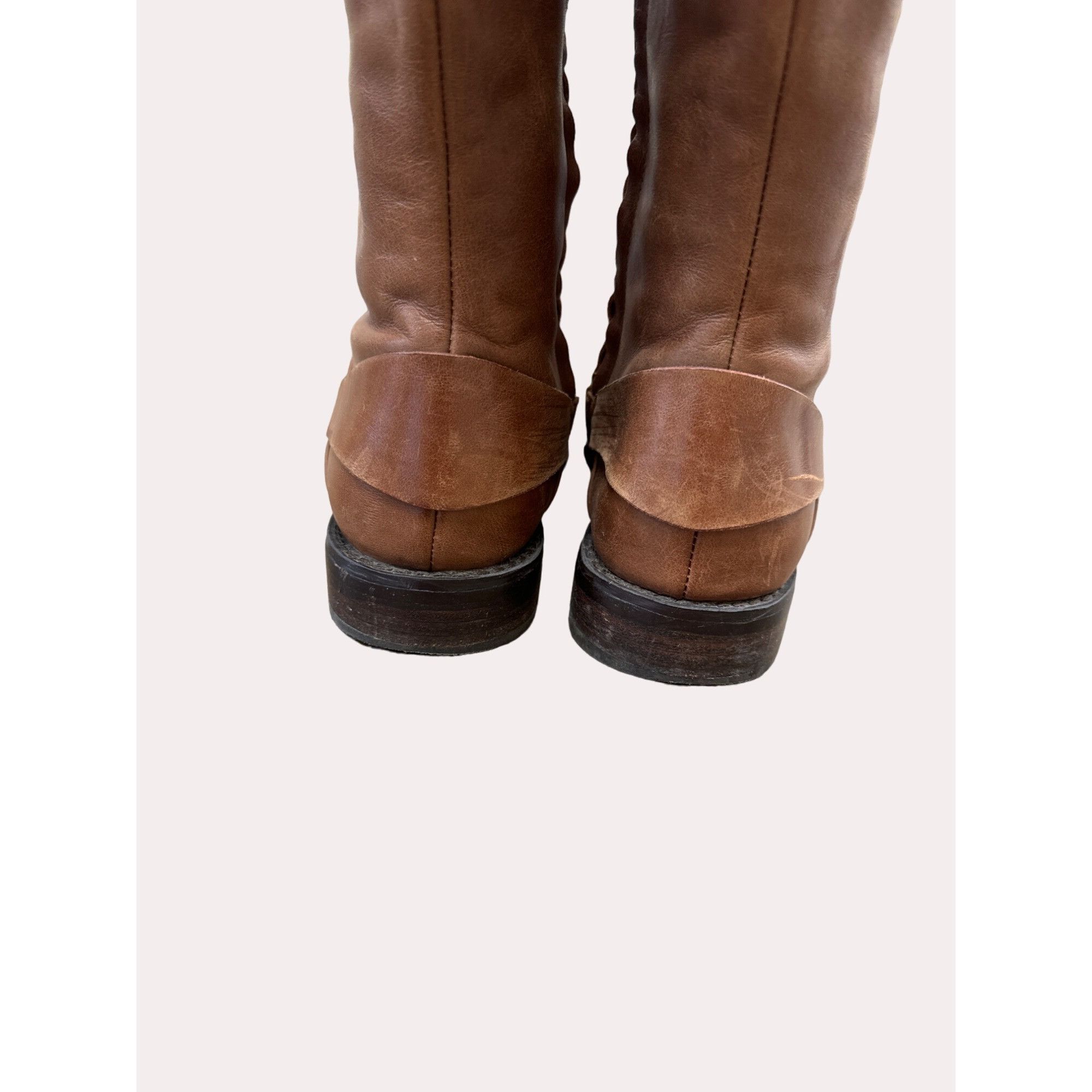 Vintage Halogen Ken Brown women’s brown leather knee boots equestria Size US 5.5 / IT 35.5 - 6 Thumbnail
