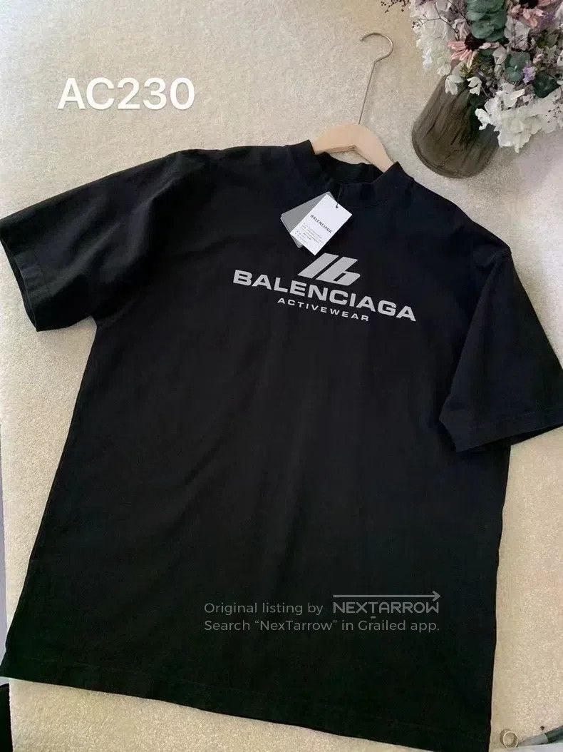 Balenciaga Reflective Letter Short Sleeve T-Shirt