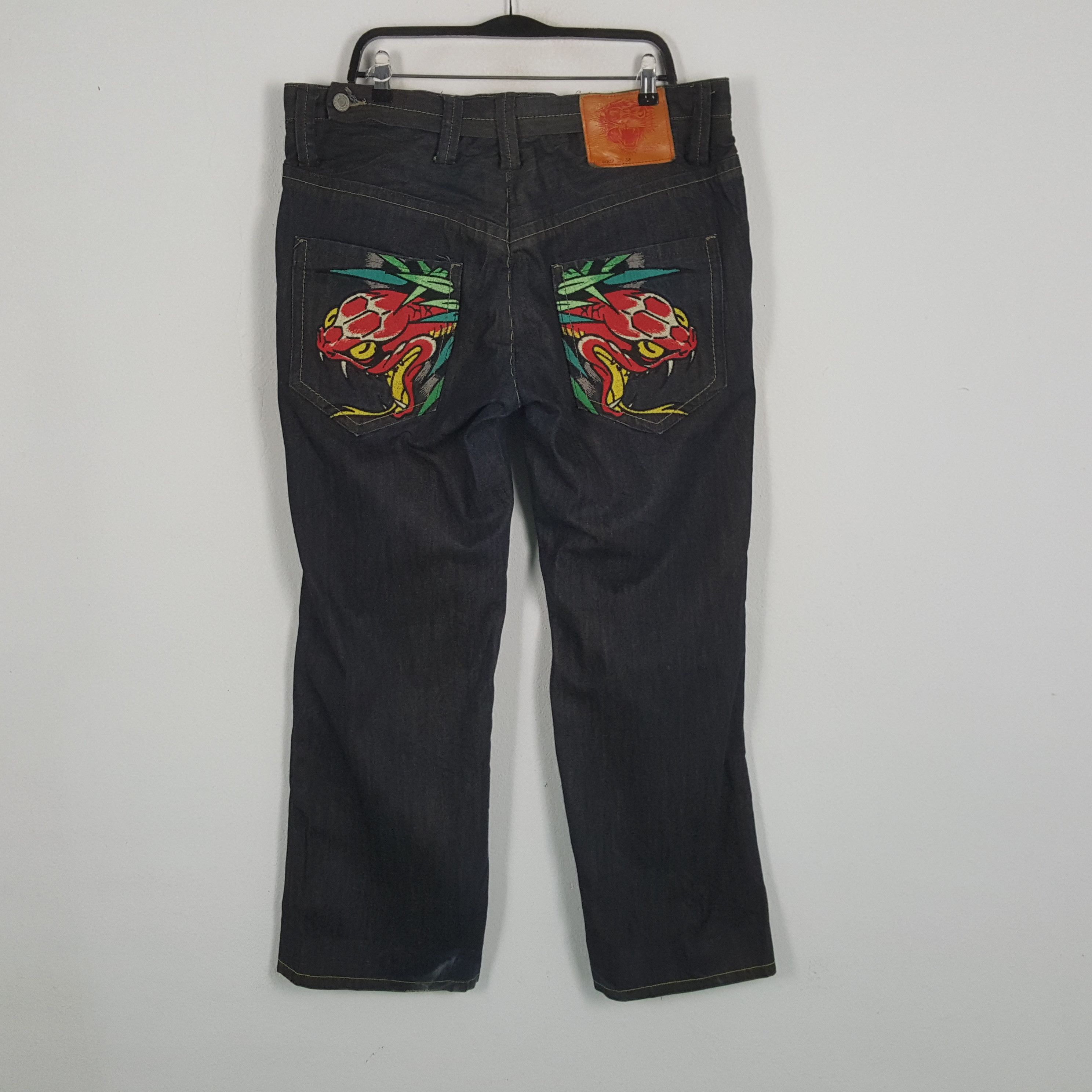 Christian Audigier × Ed Hardy × Vintage ED HARDY Fashion Designer Brand Snake Design Jeans Size US 38 / EU 54 - 1 Thumbnail