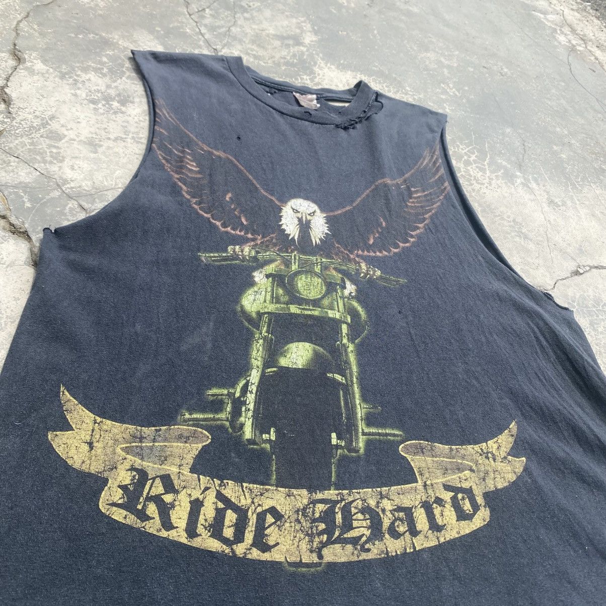 Harley Davidson × Vintage Distressed RIDE HARD Sleeveless tee Size US L / EU 52-54 / 3 - 3 Thumbnail