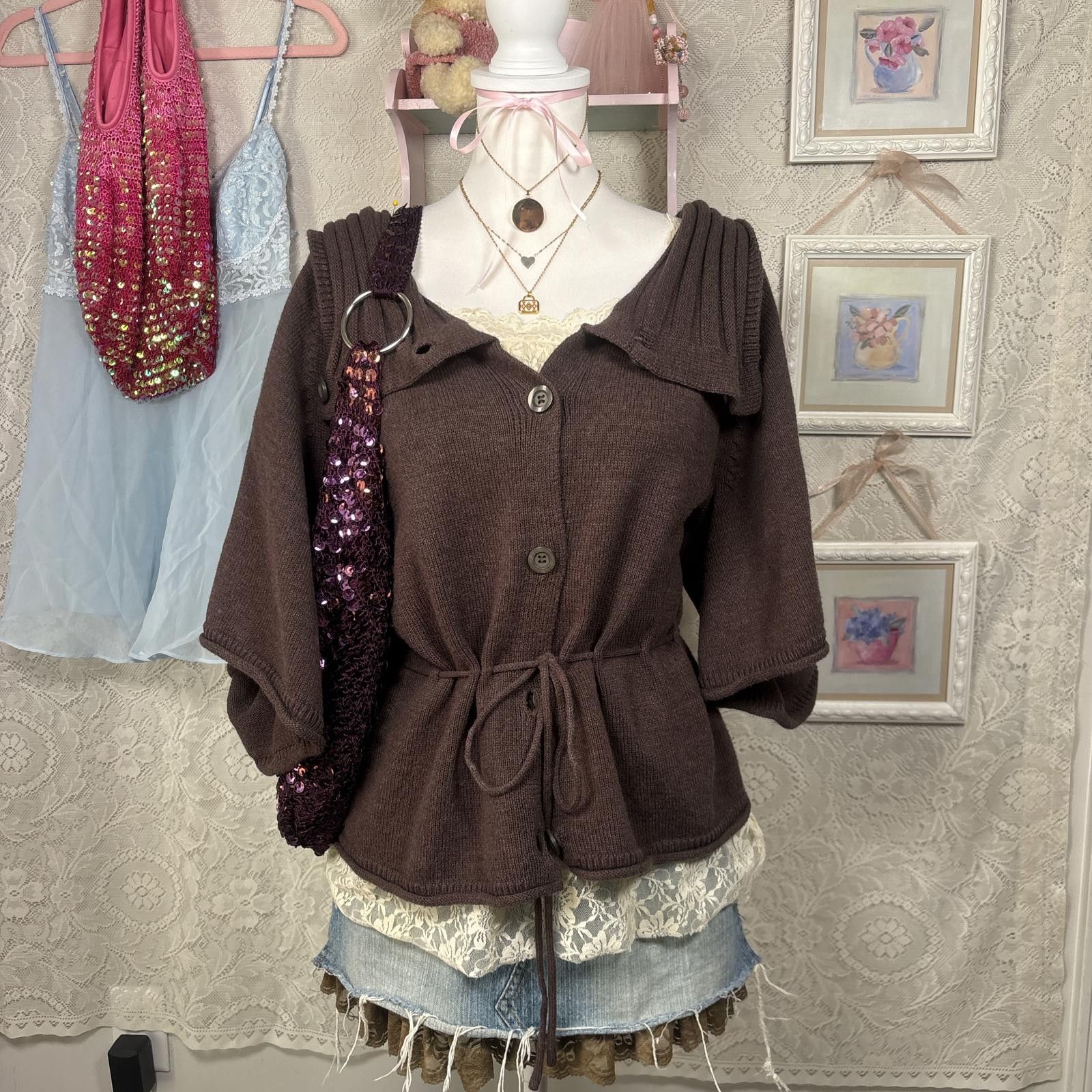 Other y2k slouchy cardigan with cinching tie detail Size XL / US 12-14 / IT 48-50 - 1 Thumbnail