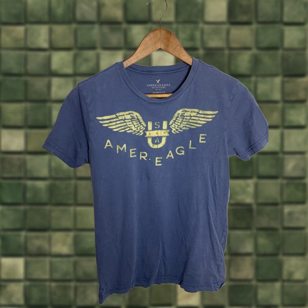 Vintage Alerican Eagle Blue T-Shirt Short Sleeve Classic Fit SZ S Teens Shirt Crew Neck Vintage No Graphic Print Size US S / EU 44-46 / 1 - 1 Thumbnail