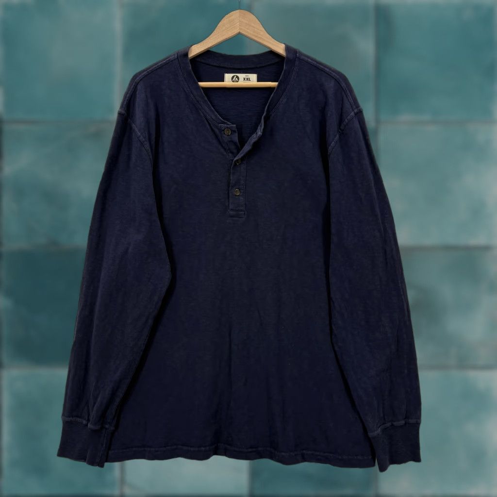 Vintage American Giant Shirt Mens 2XL Blue Cotton Long Sleeve Henley Made USA Casual Size US XXL / EU 58 / 5 - 1 Thumbnail