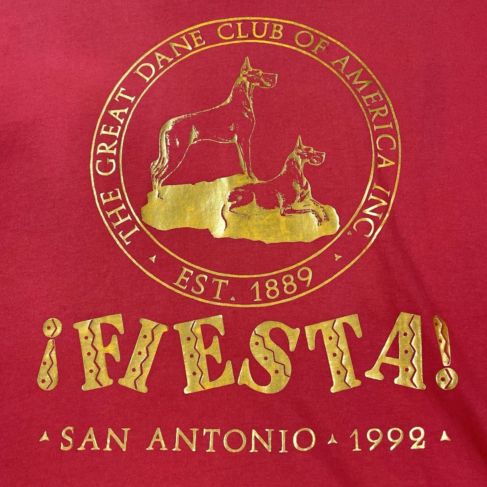Hanes VINTAGE Hanes T-Shirt XL Red 90s Great Dane Club Of America Fiesta Logo Short Sleeve Cotton Jersey Unisex Adults Mens Womens Boys Girls Size US XL / EU 56 / 4 - 6 Thumbnail