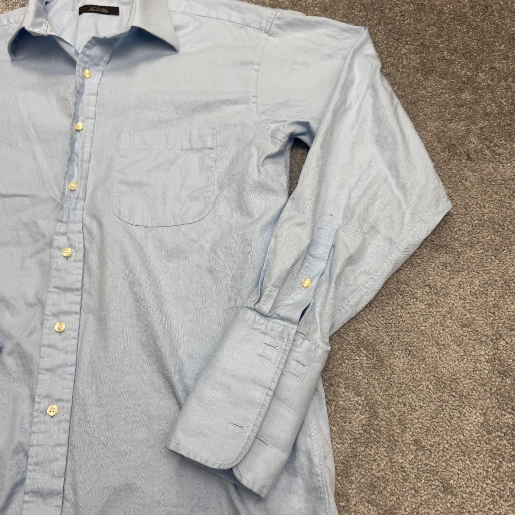 Tasso Elba VINTAGE Tasso Elba Dress Shirt Mens Medium Blue Cotton Business Formal Classic 90s Size 40R - 3 Thumbnail