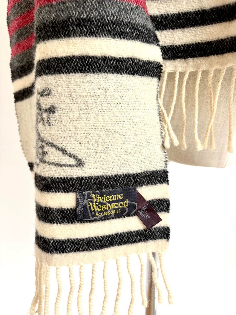 Vivienne Westwood Vivienne Westwood Red and gray striped Saturn wool scarf Size ONE SIZE - 6 Thumbnail