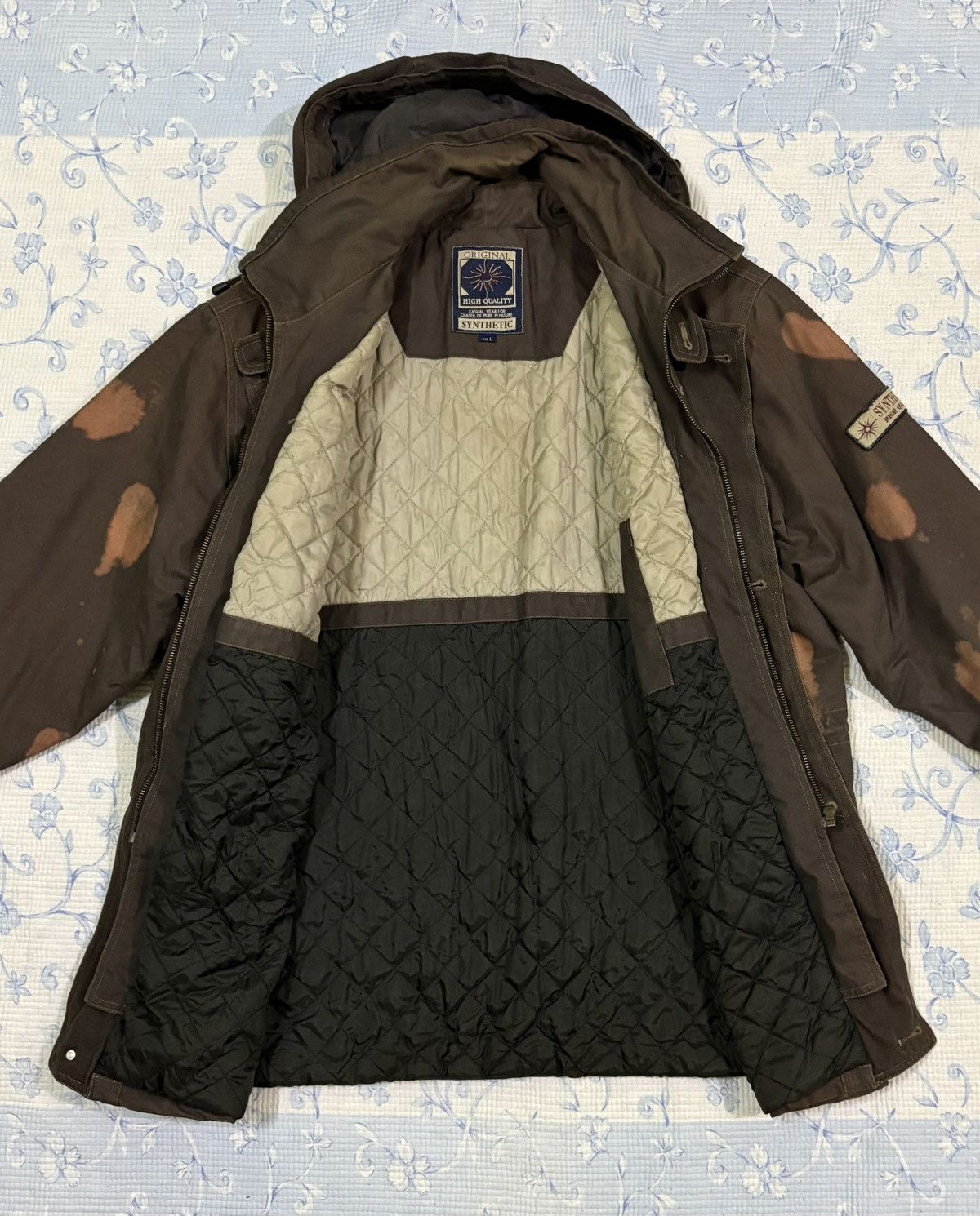 Vintage Sythetic Utility Parka Hooded Zip Up Acid Wash Jacket Size US L / EU 52-54 / 3 - 5 Thumbnail