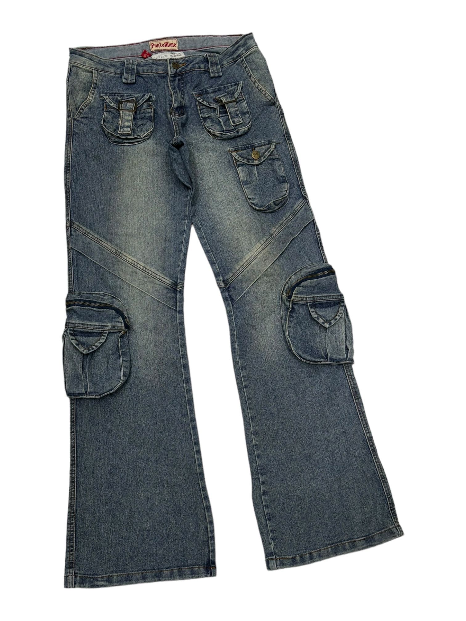 If Six Was Nine 🔥14TH ADDICTION INSPIRE BONDAGE 3D POCKET FLARE CARGO JEANS Size US 31 - 2 Thumbnail