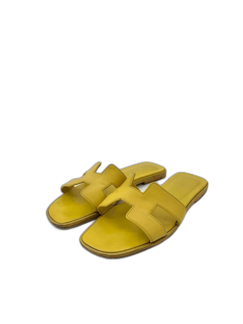 Hermes Hermes Yellow Leather Slippers Size 37 Size US 7.5 / EU 40-41 - 1 Thumbnail