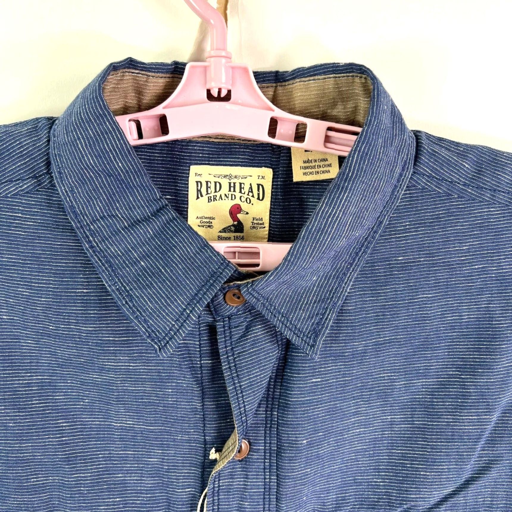 Vintage RedHead Blue Striped Button-Up Shirt Mens Size L Short Sleeve NWT Casual Outdoor Size US L / EU 52-54 / 3 - 3 Thumbnail