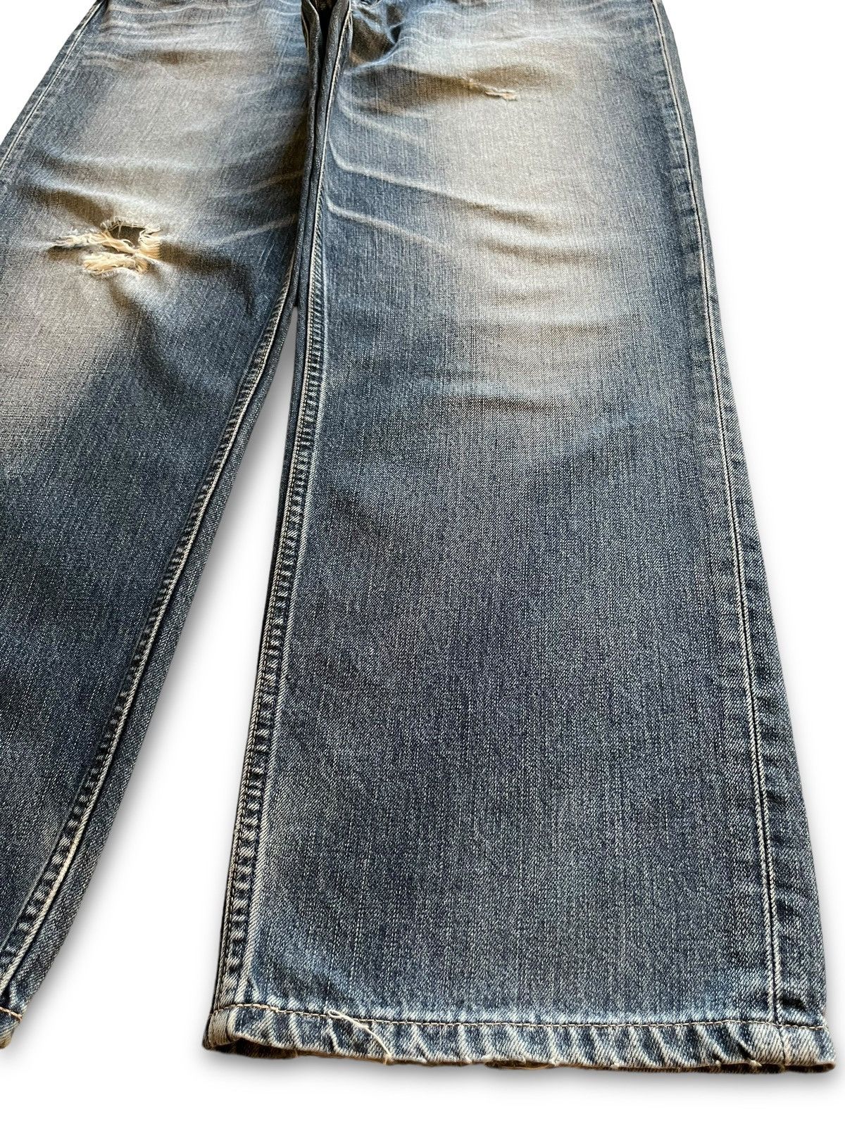Levi's Vintage 90s Levis 502 Blue Wash Distressed Baggy Jeans Size US 37 - 7 Thumbnail