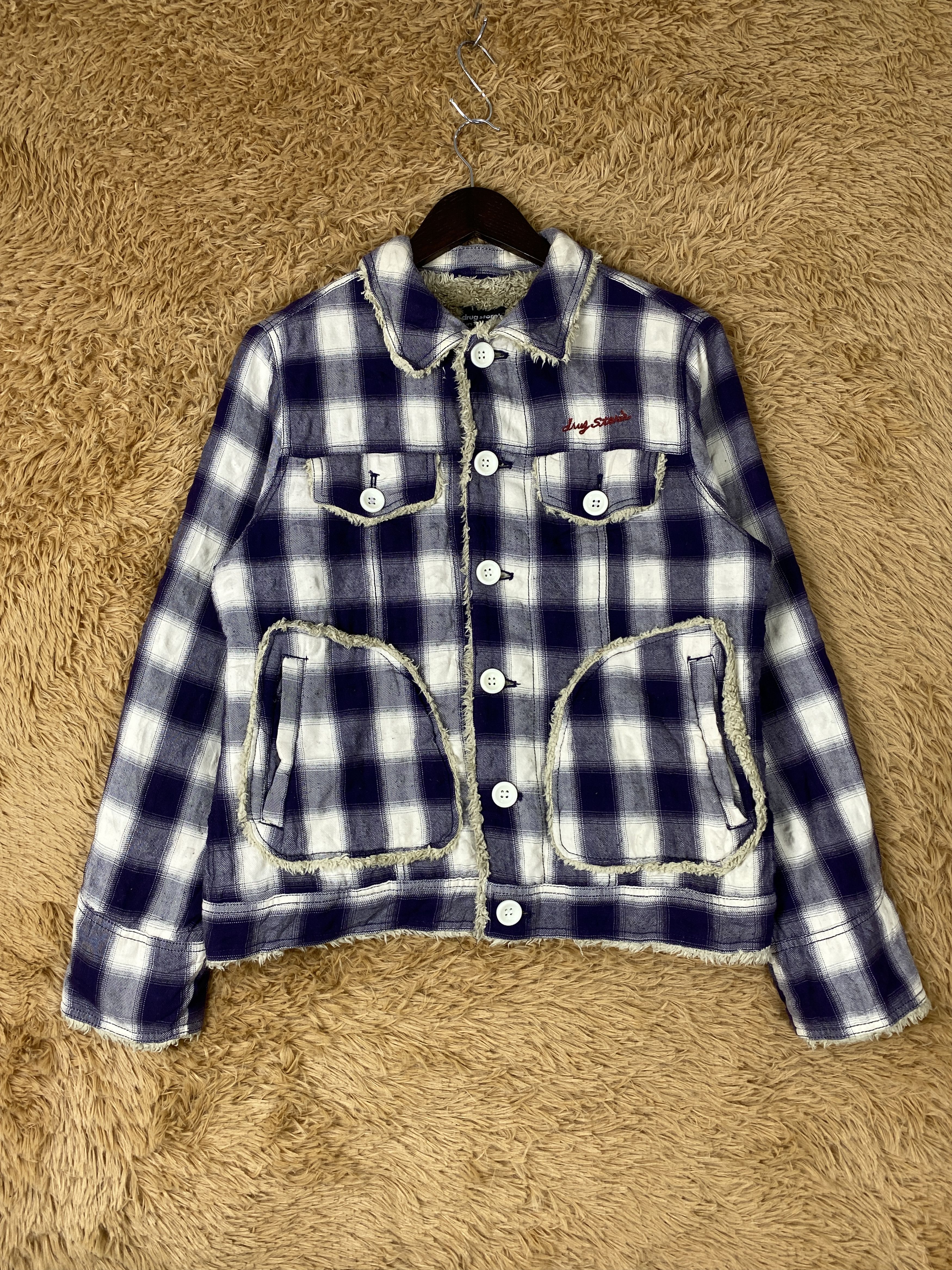 Japanese Brand Vintage Drug Store's Flannel Sherpa Lining Jacket J1980 Size US XS / EU 42 / 0 - 1 Thumbnail