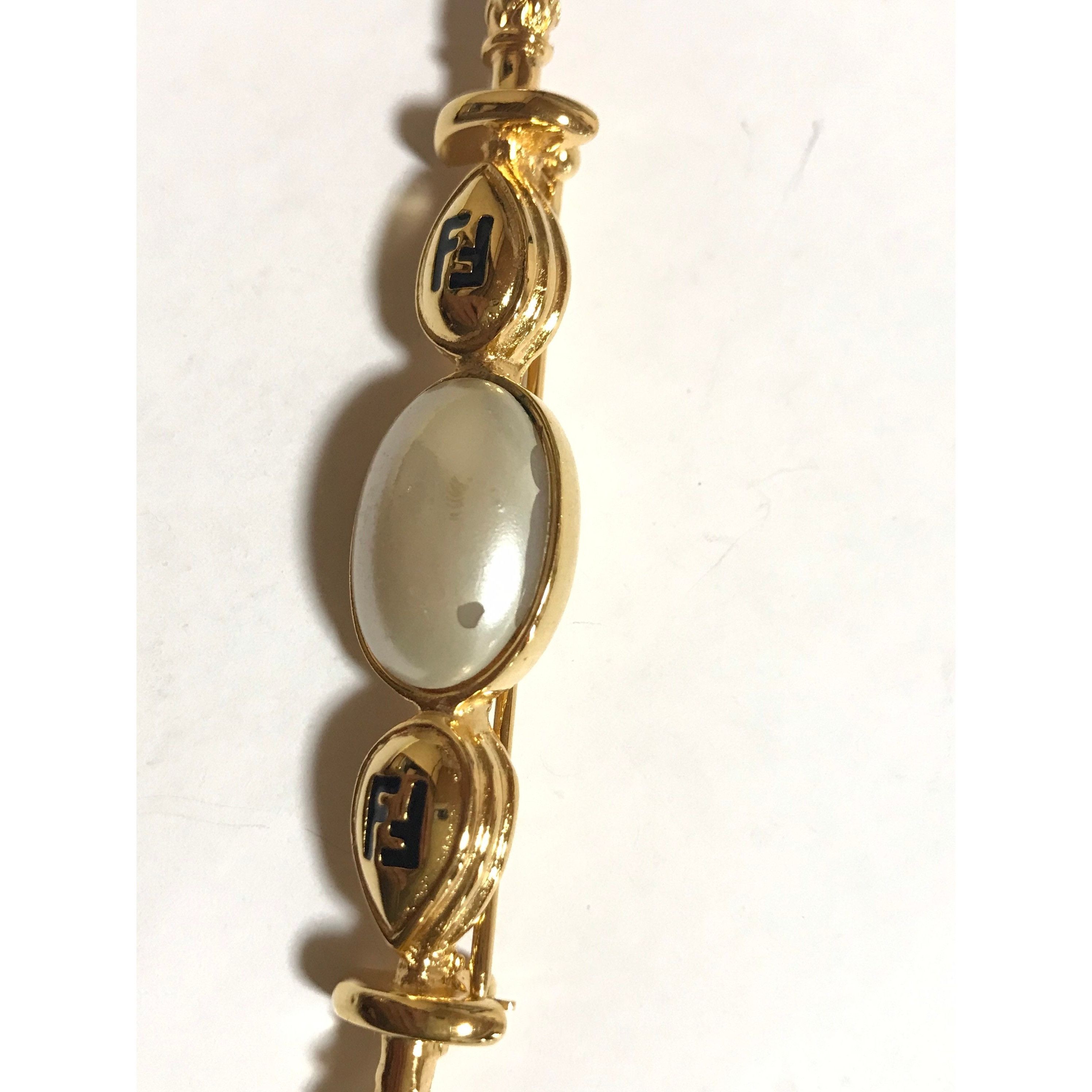 Fendi Vintage FENDI gold tone hat pin with white oval faux pearl Size ONE SIZE - 4 Thumbnail