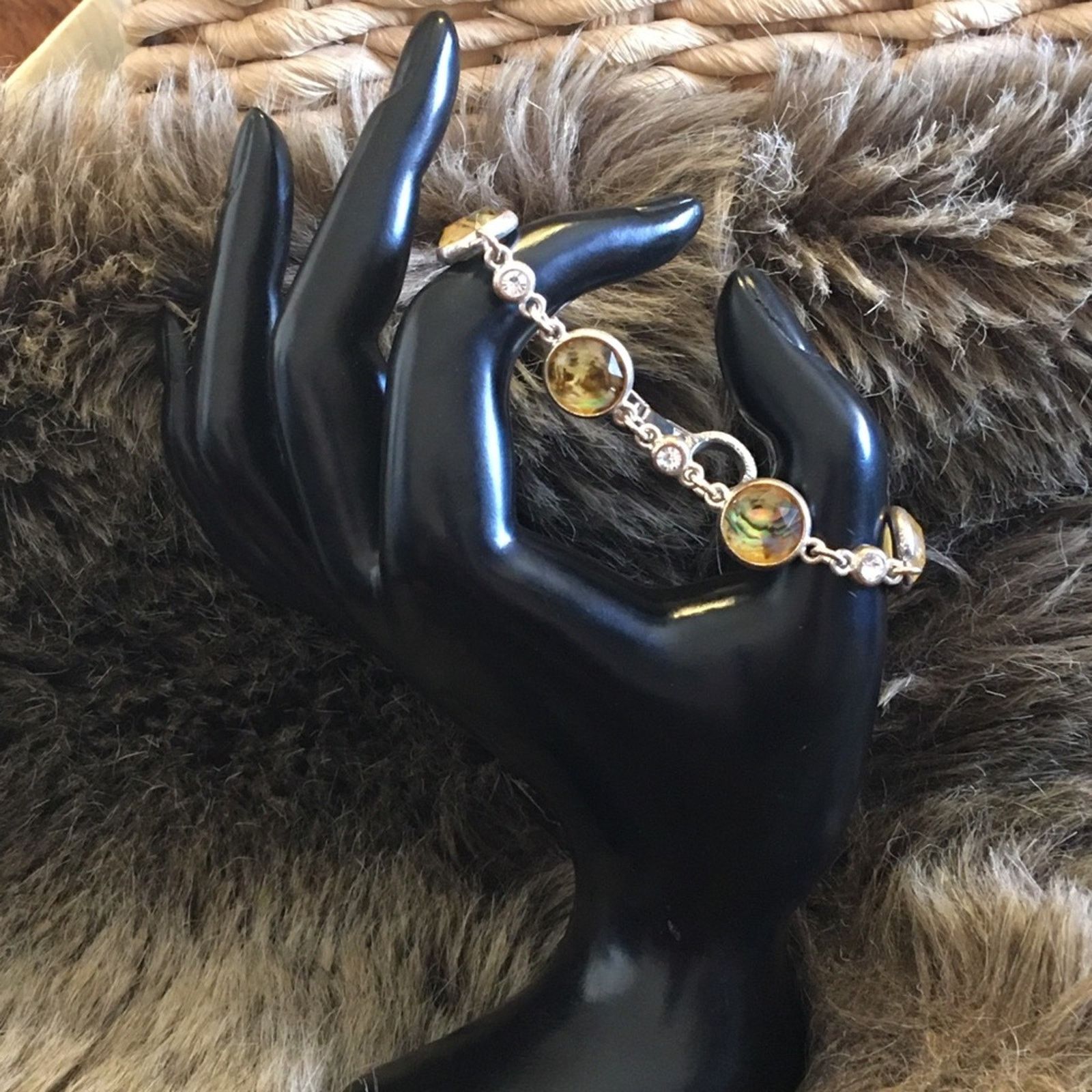 Vintage Vintage faux abalone faceted dome link bracelet Size ONE SIZE - 2 Thumbnail