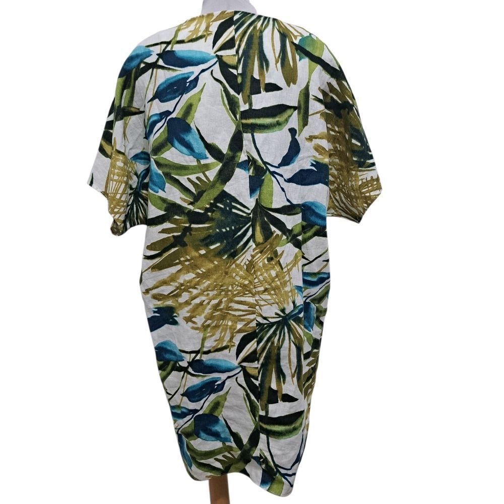 Chicos Chico's Linen Palm Print Tunic Wedge Short Dress Multi- Colo Size L / US 10 / IT 46 - 5 Thumbnail