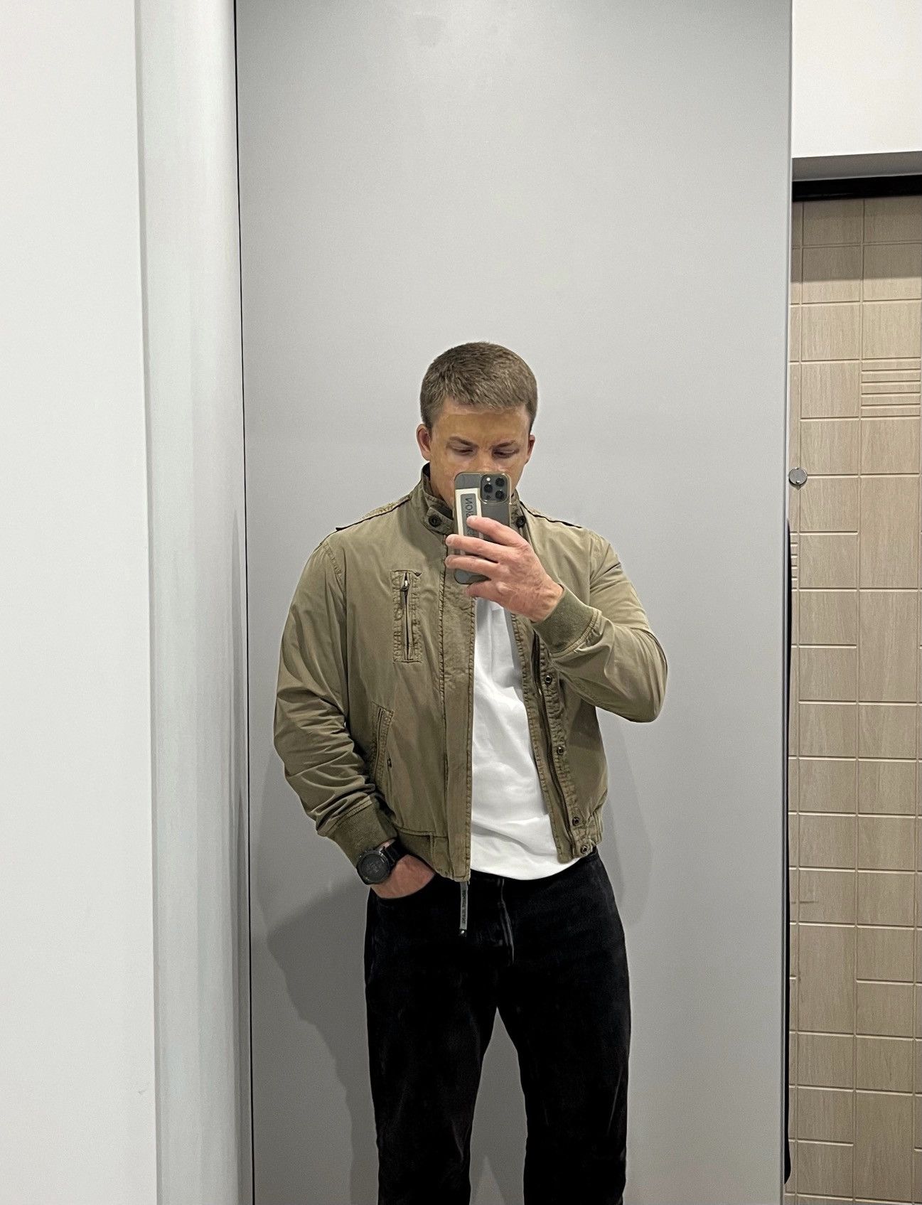 Emporio Armani Armani Jeans Vintage Garment Dyed Military Bomber Jacket Size US S / EU 44-46 / 1 - 1 Thumbnail