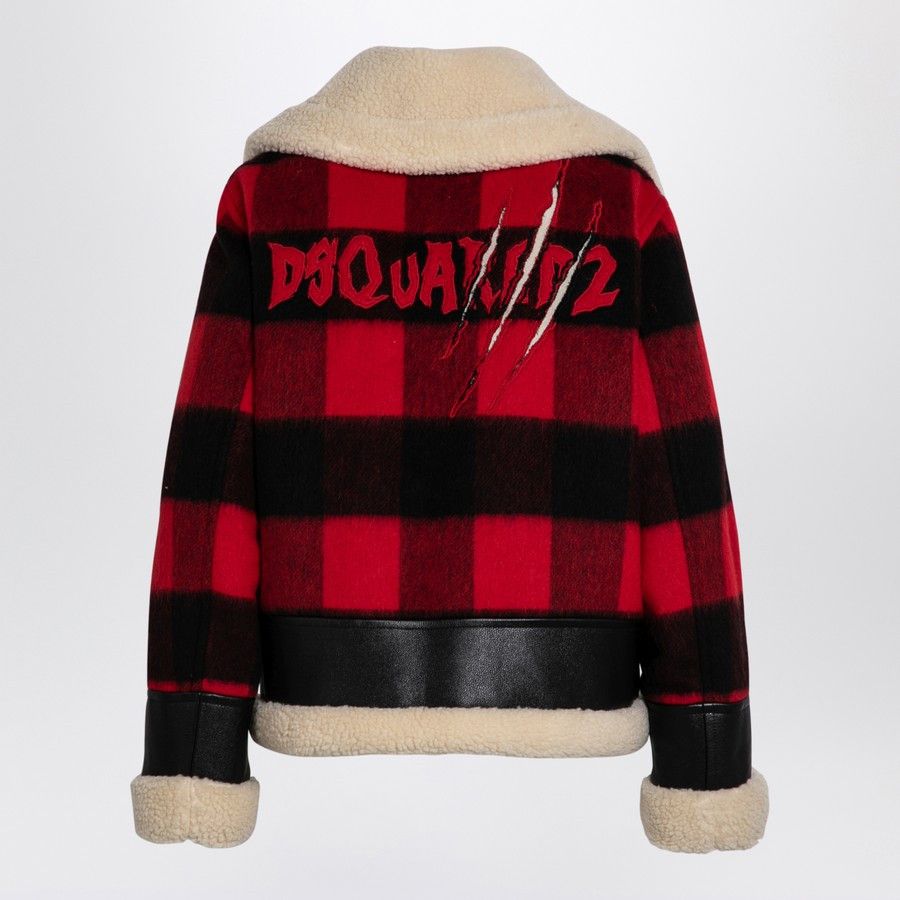 Dsquared2 o1d2blof0824 Wool Jacket in Red & Black Size S / US 4 / IT 40 - 2 Thumbnail