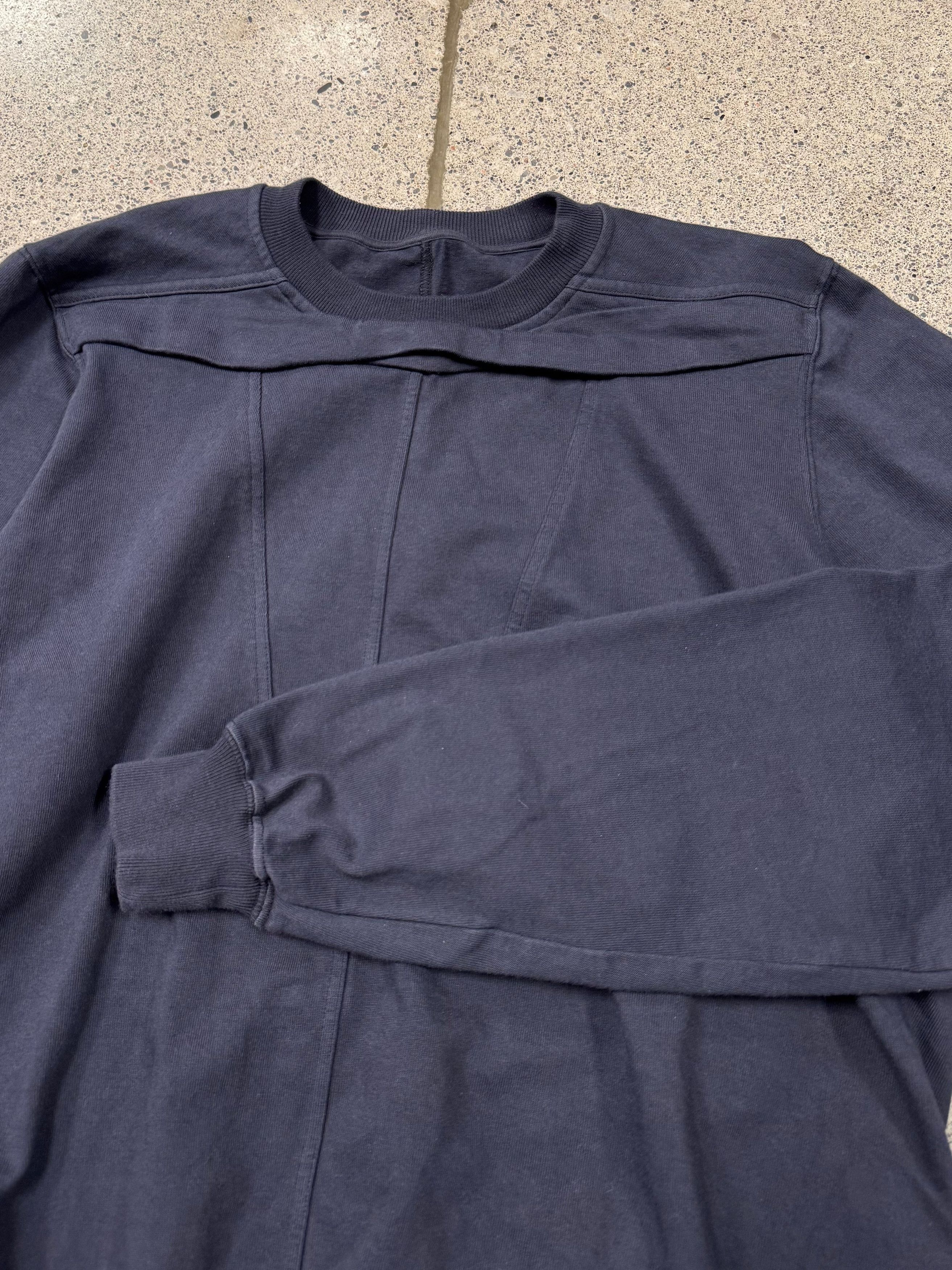 Rick Owens Rick Owens Geometric Panelled ‘Indigo’ Cotton Sweatshirt Size US M / EU 48-50 / 2 - 2 Thumbnail