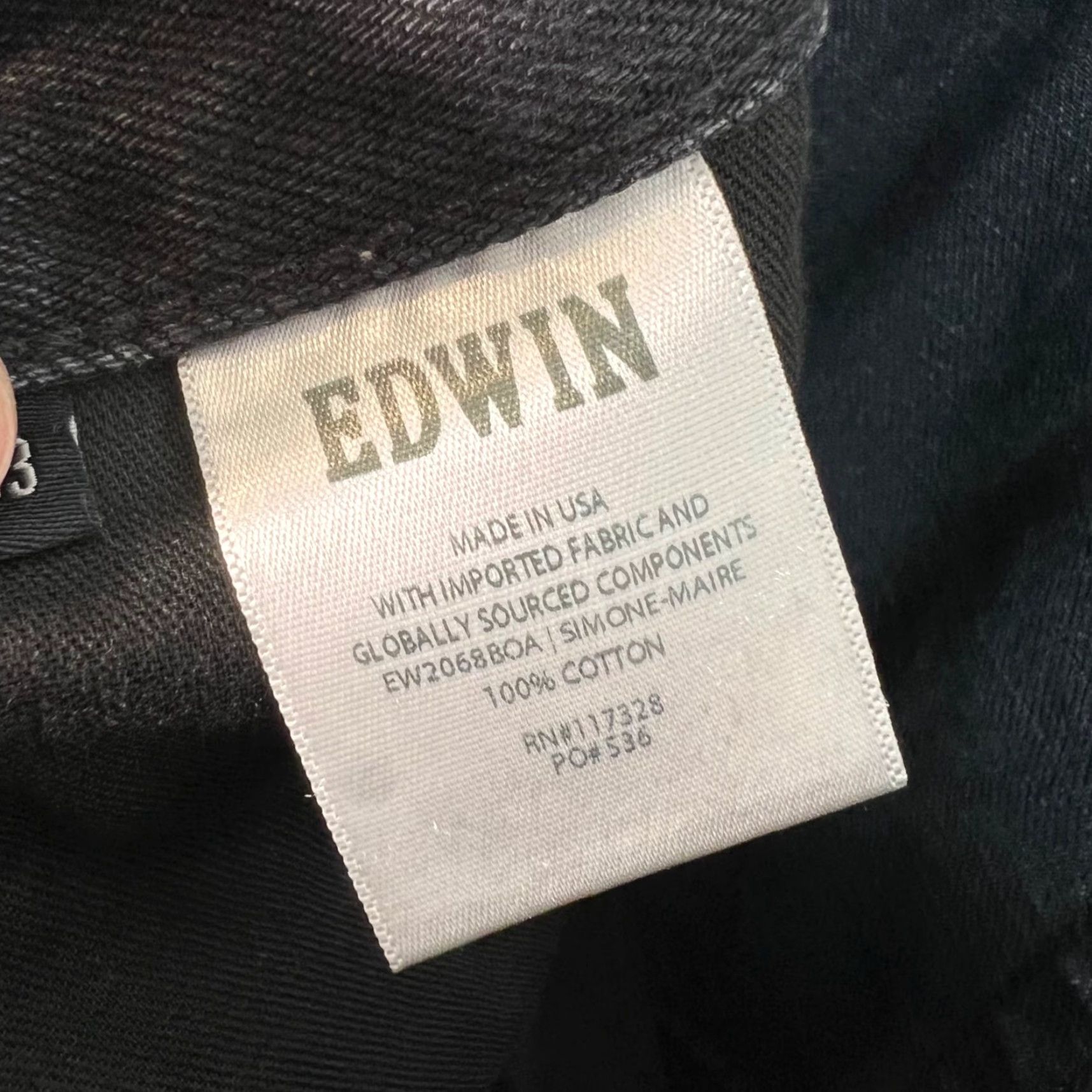 Edwin Edwin Womens 33 Black Jeans Straight Leg Denim Cotton 5-Pocket Modern Fit Womens Jeans Size 24" / US 00 / IT 34 - 3 Thumbnail