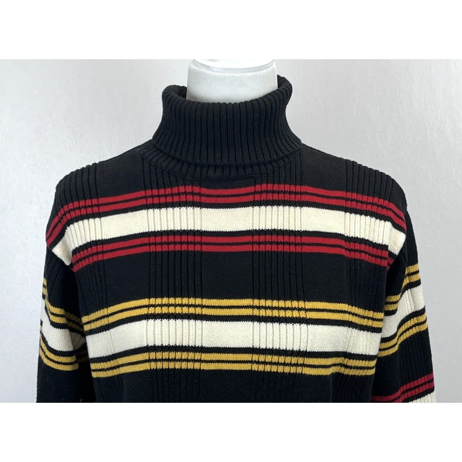 Tommy Hilfiger Womens Tommy Hilfiger Turtleneck Sweater Striped Ribbed Vtg Y2K Sz L VGUC Multicolor Long Sleeve Pullover 100% Cotton Size L / US 10 / IT 46 - 2 Thumbnail