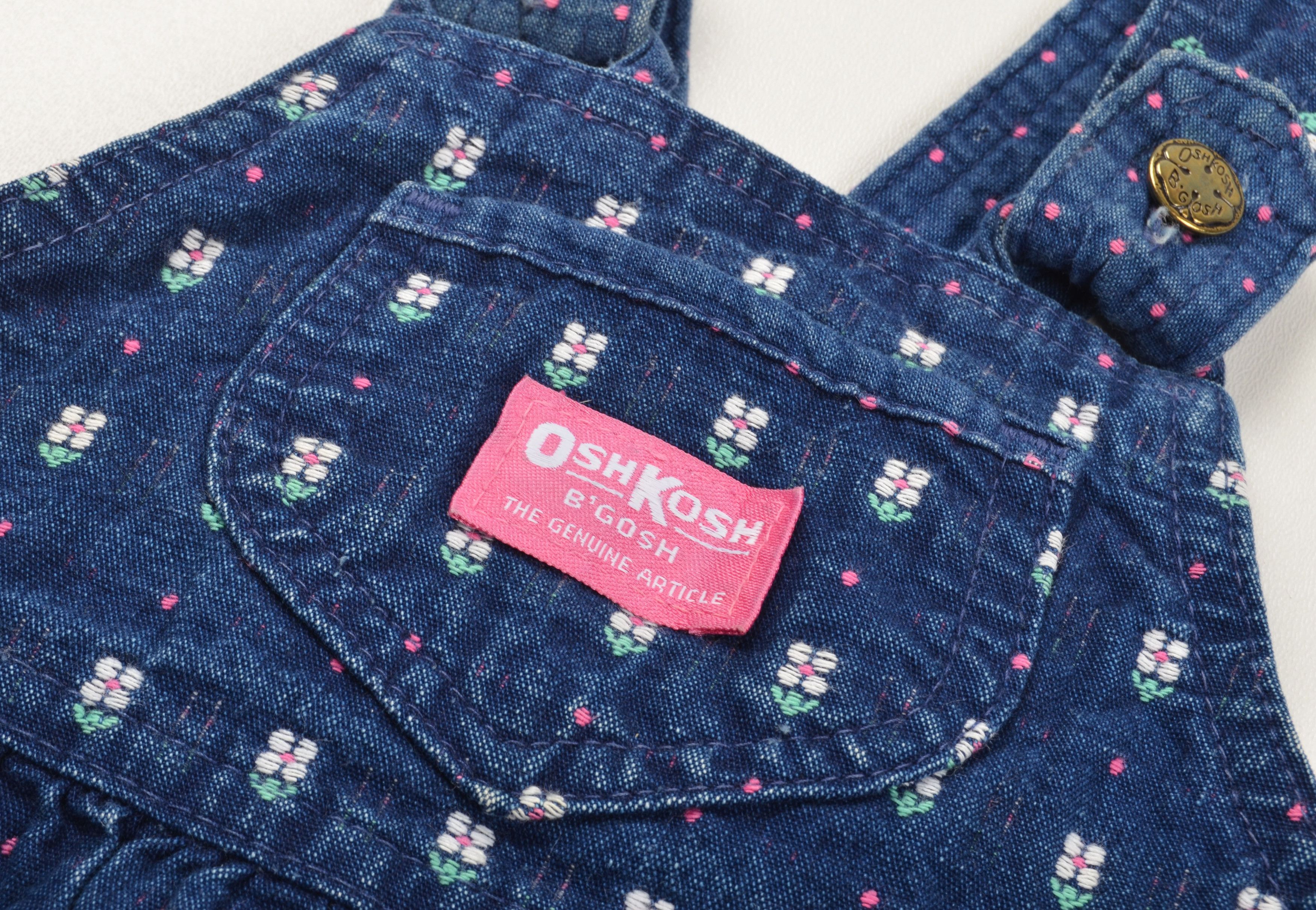 Oshkosh Vintage Oshkosh B’gosh Baby Flowers Denim Overalls Dress Size XXS / US 00 / IT 34 - 4 Thumbnail