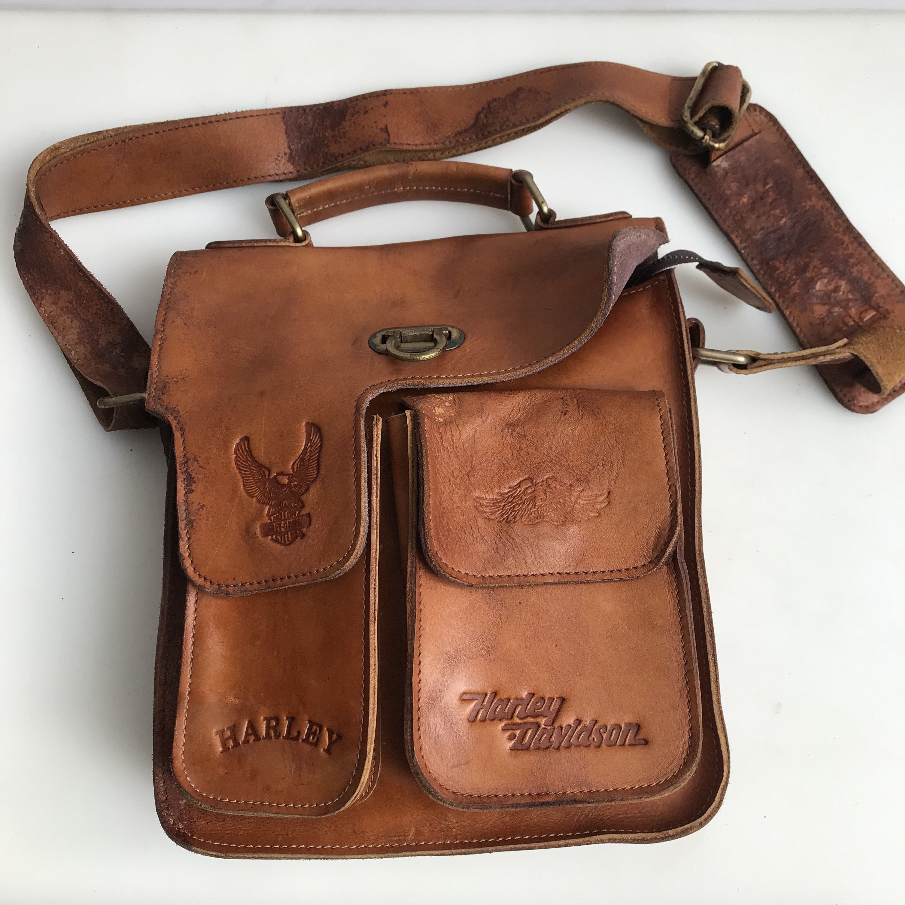 Harley Davidson Vintage Harley Davidson shoulder mesengger postman bag Leat Size ONE SIZE - 3 Thumbnail