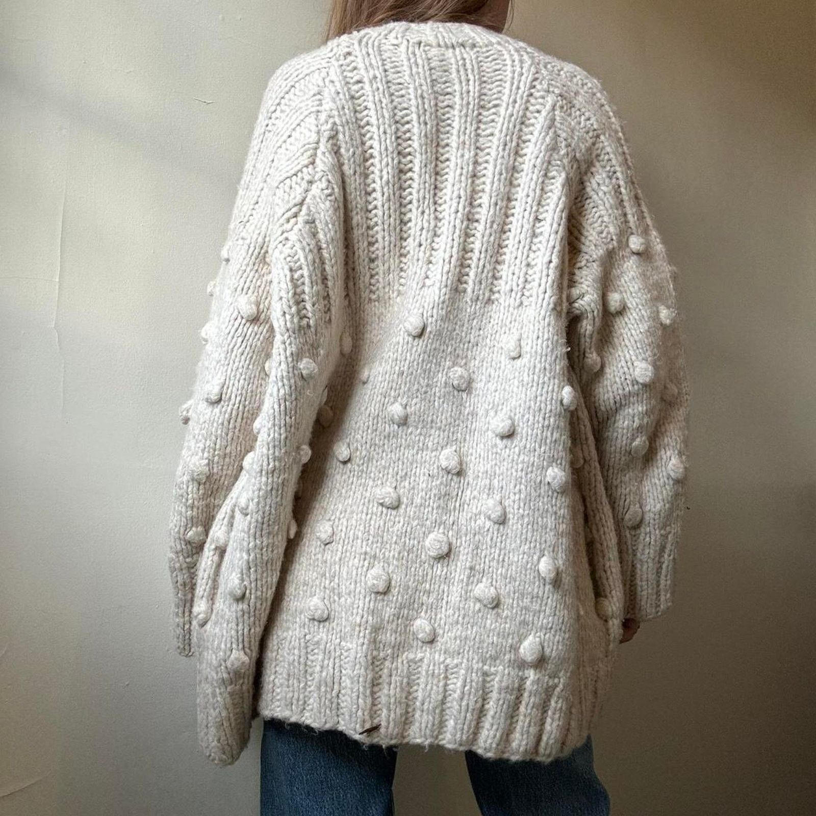By Together By Together Cream Knit Open Front Cardigan Small Medium Wool Size S / US 4 / IT 40 - 4 Thumbnail