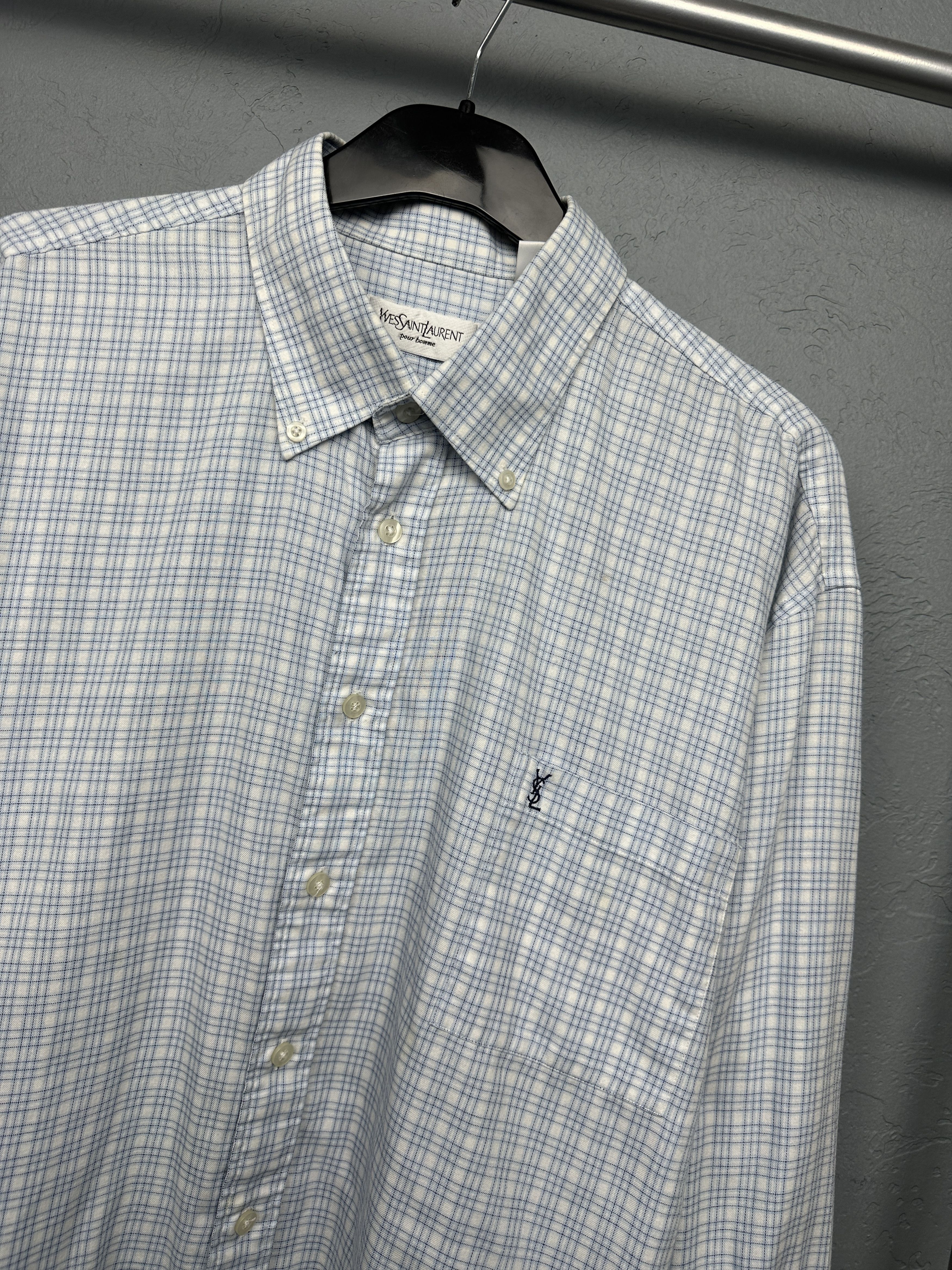 Yves Saint Laurent Yves Saint Laurent YSL Mens Long Sleeve Check Shirt Size US XL / EU 56 / 4 - 2 Thumbnail