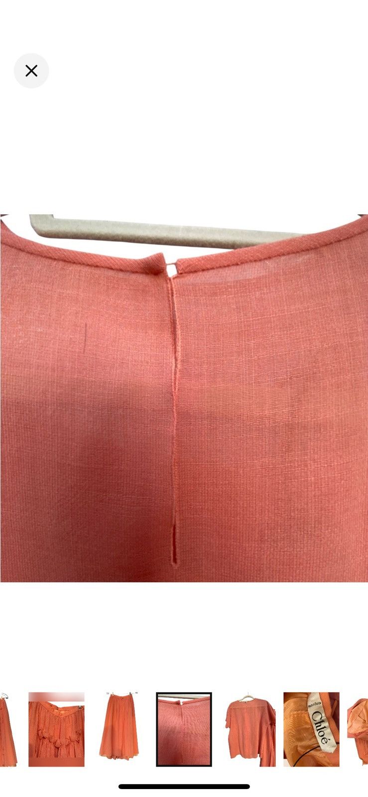 Chloe RARE 70’s VTG CHLOE LINEN CORAL SMOCKED RUFFLE SKIRT & TOP Size XS / US 0-2 / IT 36-38 - 8 Thumbnail
