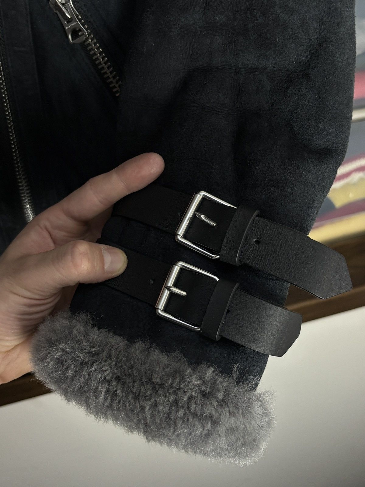 Acne Studios Acne Studios Dark Navy Velocite Suede Shearling Jacket Pilot Size M / US 6-8 / IT 42-44 - 11 Thumbnail