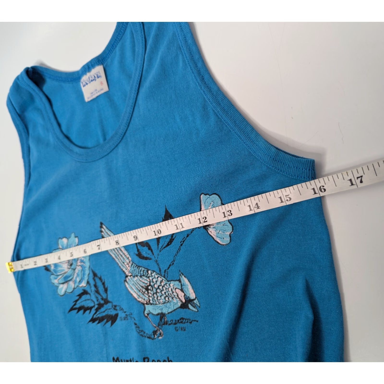 TEE JAYS VTG Myrtle Beach Tank Top Shirt Blue Jay Bird Graphic Small TeeJays USA Made 90s Size US S / EU 44-46 / 1 - 5 Thumbnail