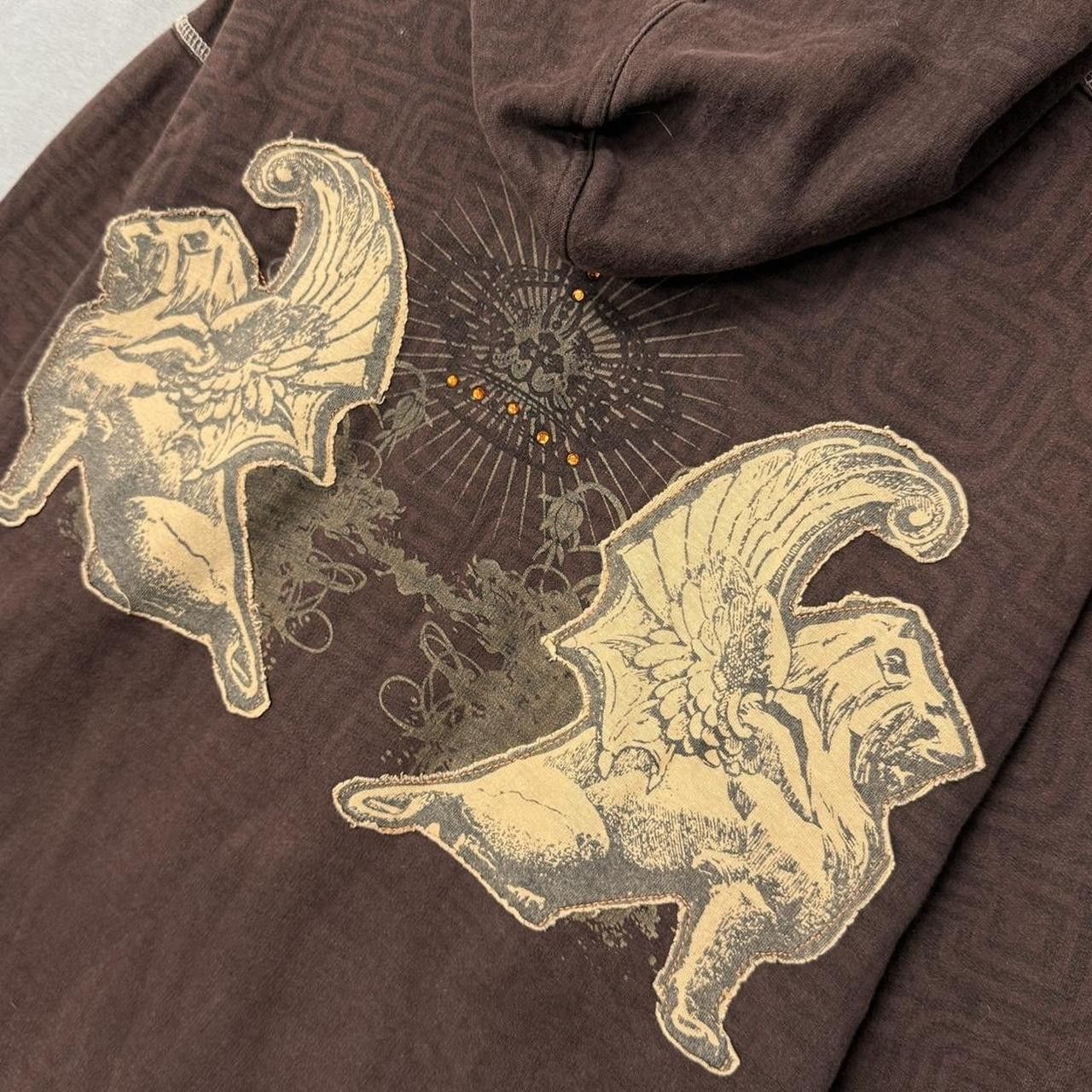 Mecca Mecca Brown Zip Up Crazy Affliction Hoodie Sweatshirt XL Size US XL / EU 56 / 4 - 3 Thumbnail