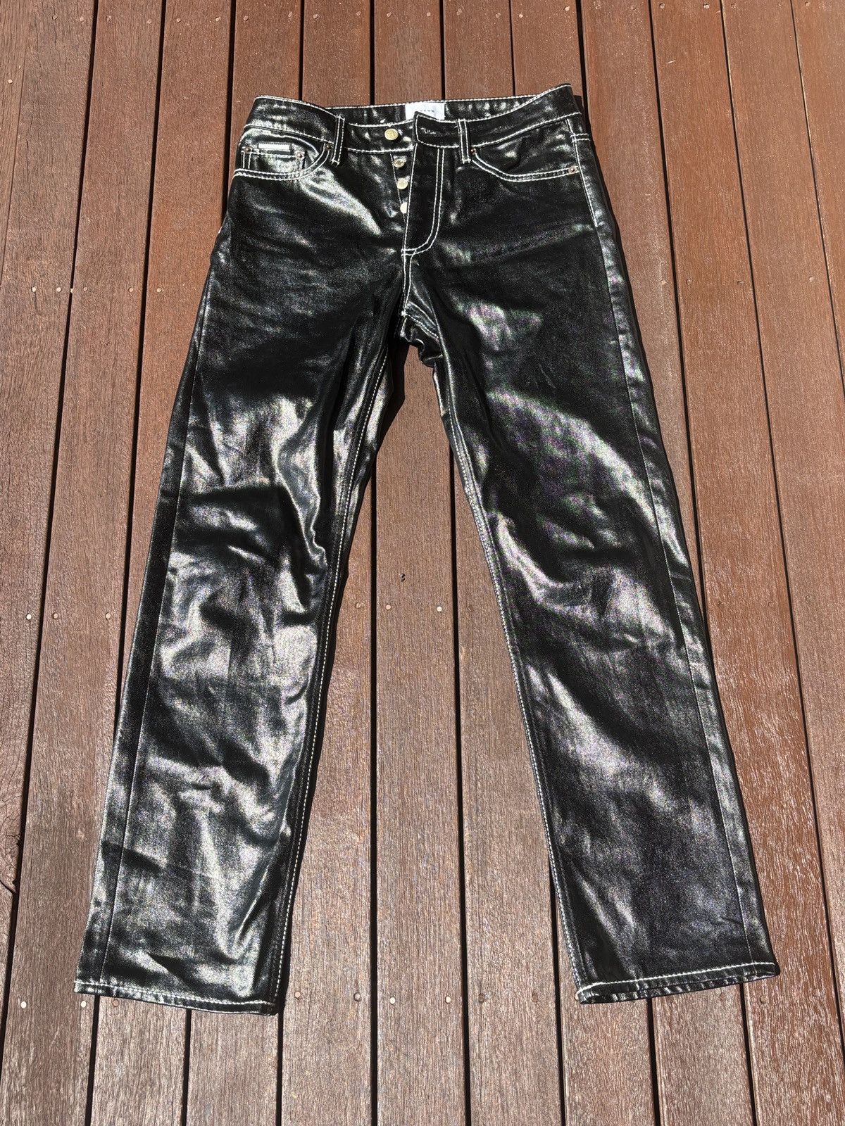 Eytys EYTYS Black Faux Leather Orion Statement Jeans Size US 31 - 3 Thumbnail