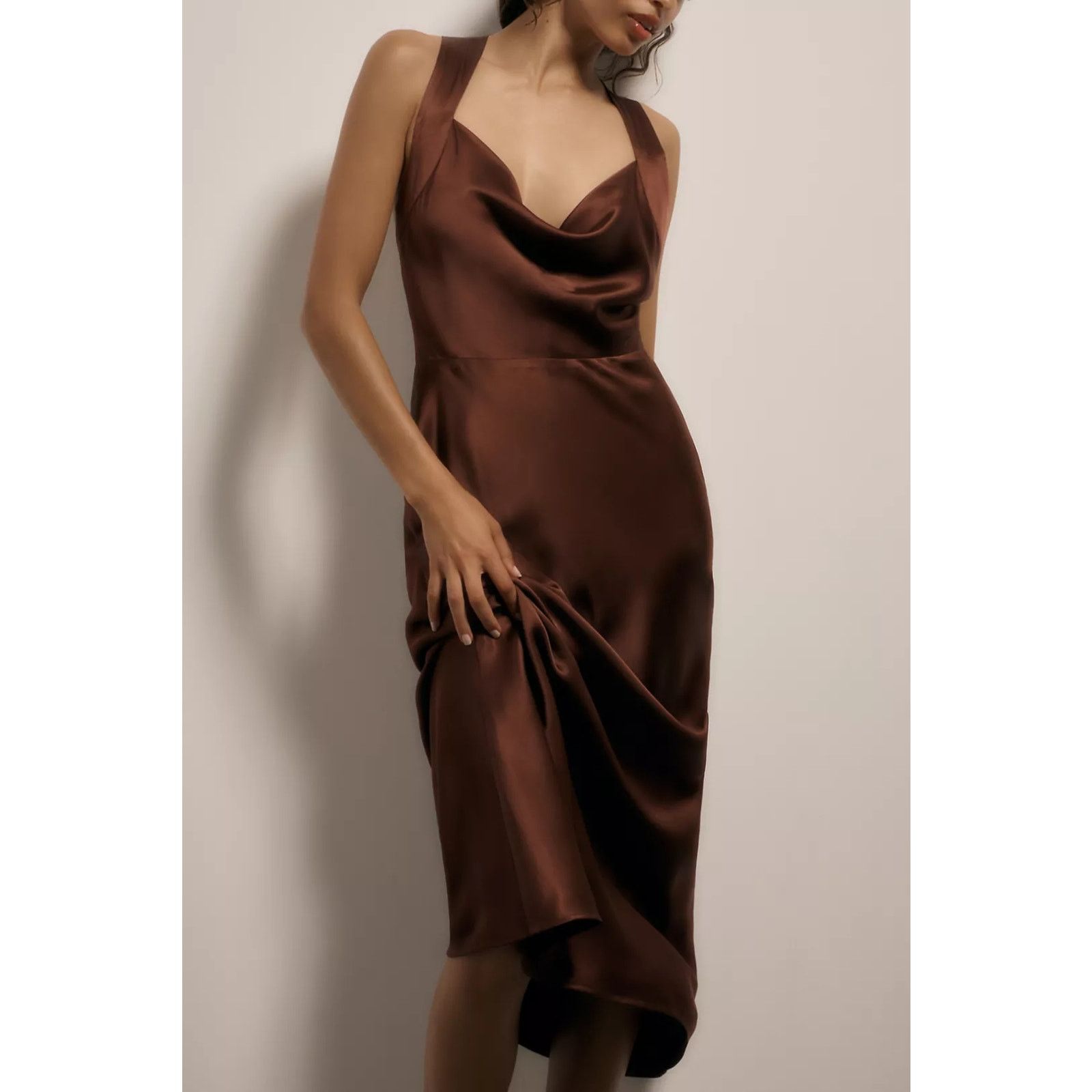 Anthropologie New Marcel Silk Midi Dress $429 SIZE 14 Plum Raisin Size XL / US 12-14 / IT 48-50 - 1 Thumbnail
