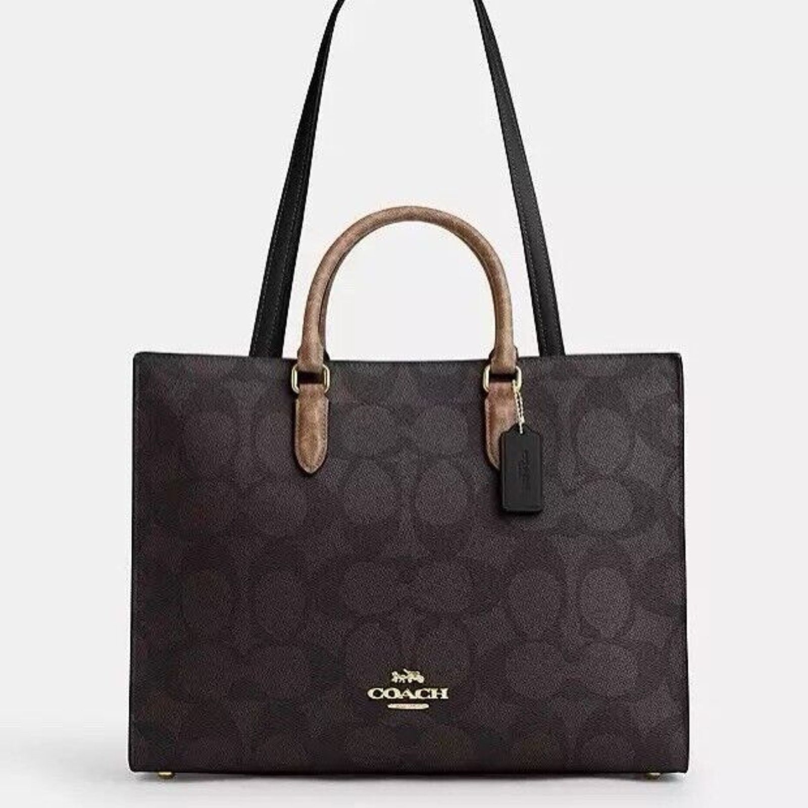 Coach NWT Coach Maggie Tote Bag In Blocked Signature Canvas CY677 Size ONE SIZE - 7 Thumbnail