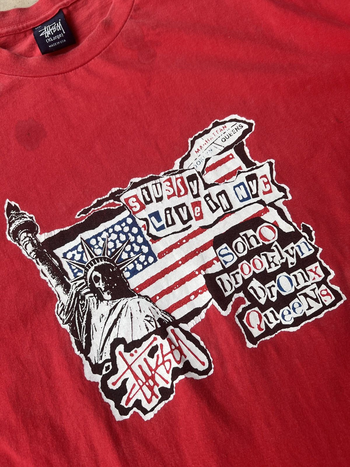 Stussy vintage 90's stussy NYC State of Liberty tshirt Size US XL / EU 56 / 4 - 3 Thumbnail