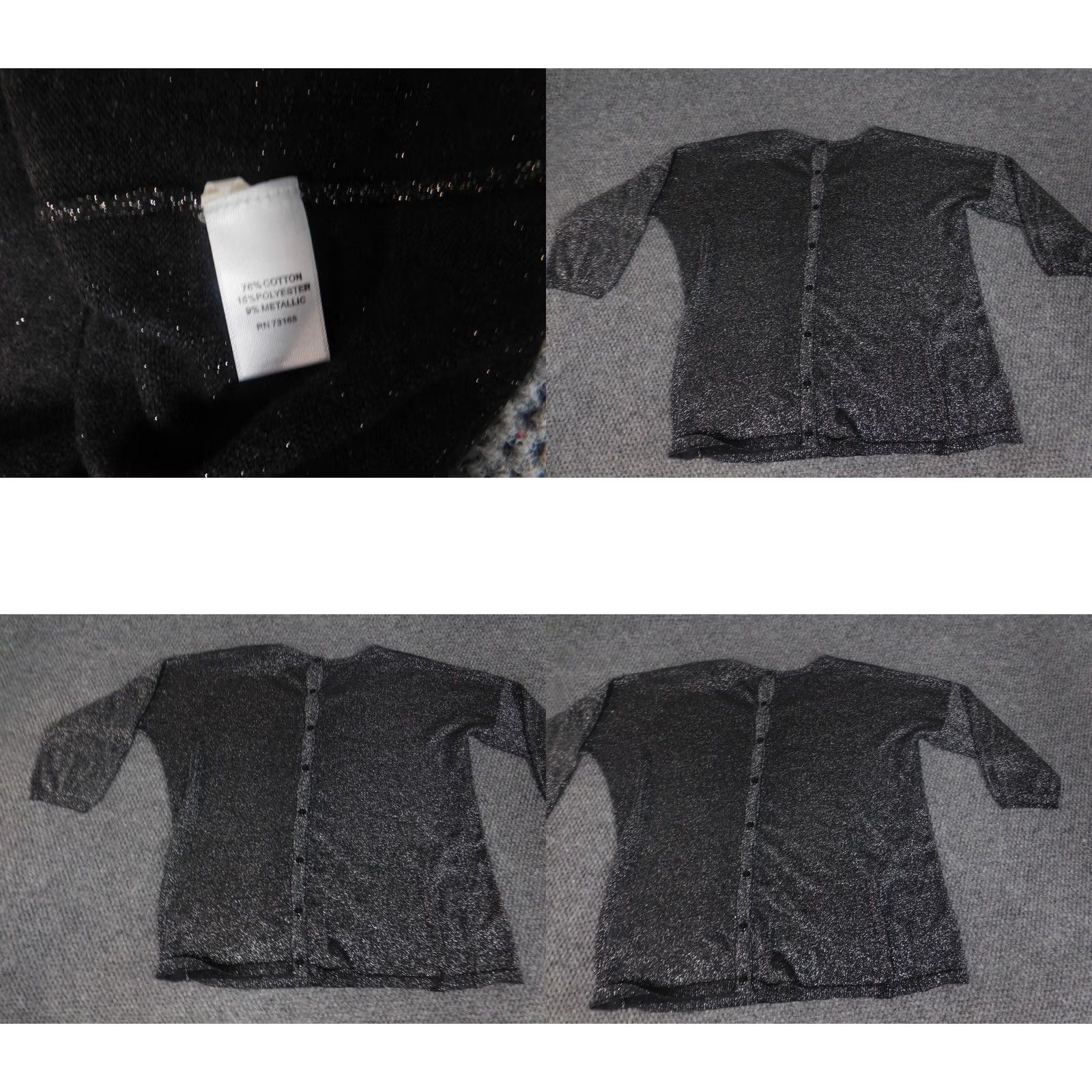 Vintage Spense Womens Blouse M Gray Stretch Pullover Round Neck Long Sleeve Casual Button Cotton Polyester Regular VINTAGE? Size M / US 6-8 / IT 42-44 - 8 Thumbnail