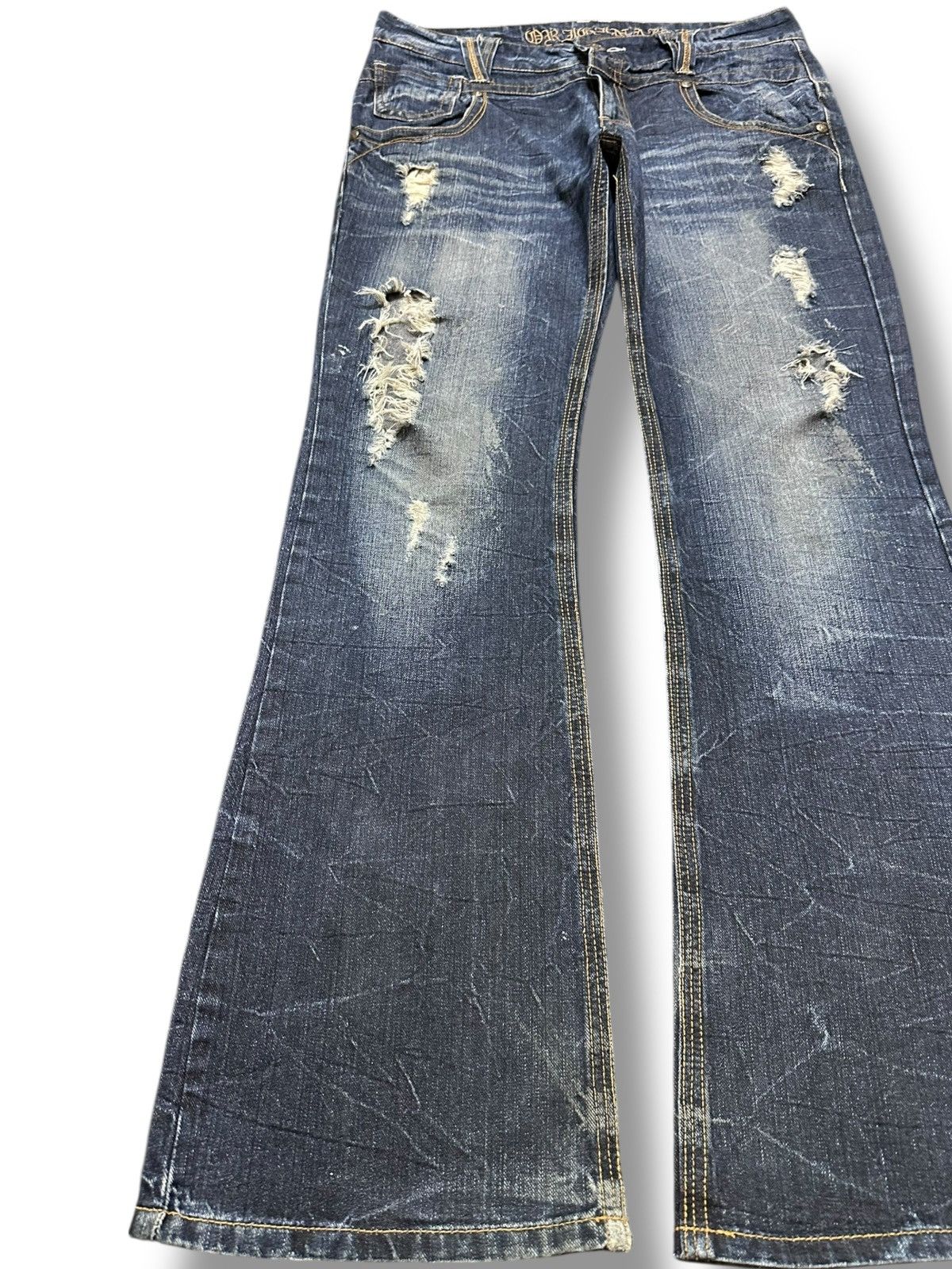 Dr. Collectors Vintage Japanese Brand Flare Comb Grunge Distressed Denim Size US 34 / EU 50 - 3 Thumbnail