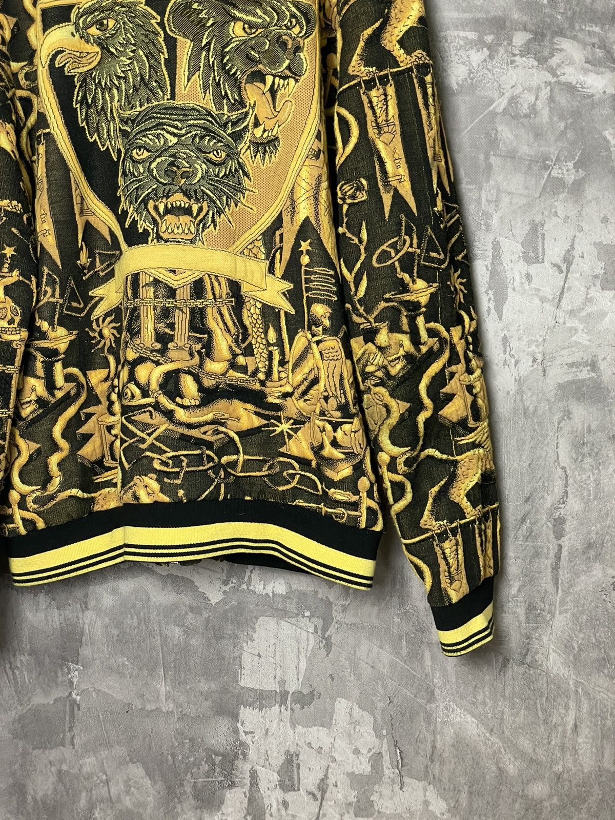 Japanese Brand ZARA Embroidered Velvet Bomber Jacket Yellow Size US L / EU 52-54 / 3 - 14 Thumbnail