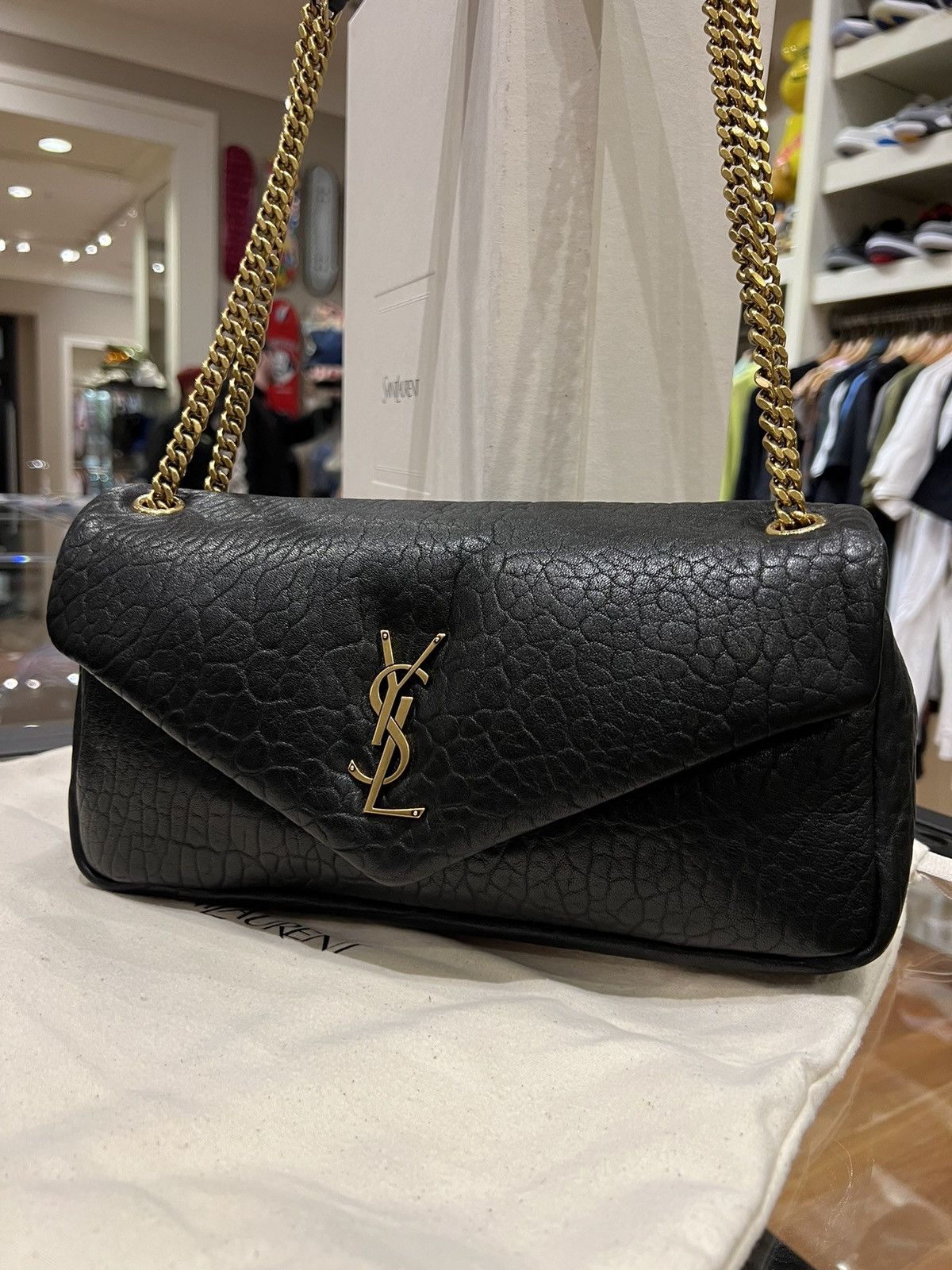 Saint Laurent Paris Saint Laurent YSL Calypso Medium in Grained Lambskin Size ONE SIZE - 3 Thumbnail